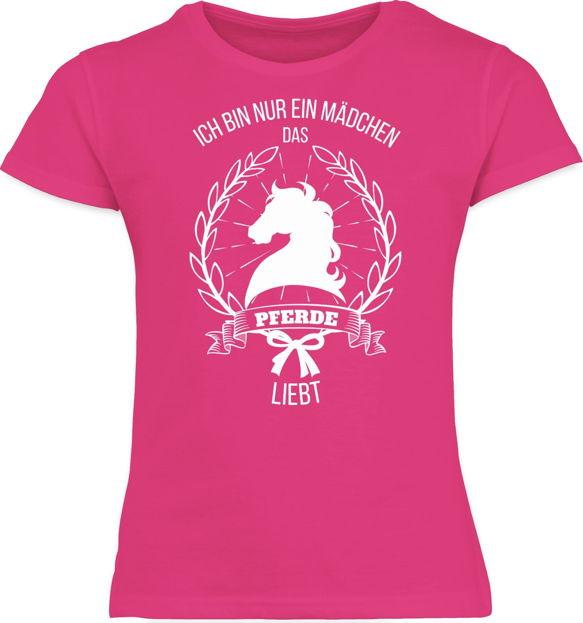 bin Ich 1 Fuchsia liebt T-Shirt das Pferde Mädchen ein Shirtracer nur Pferd