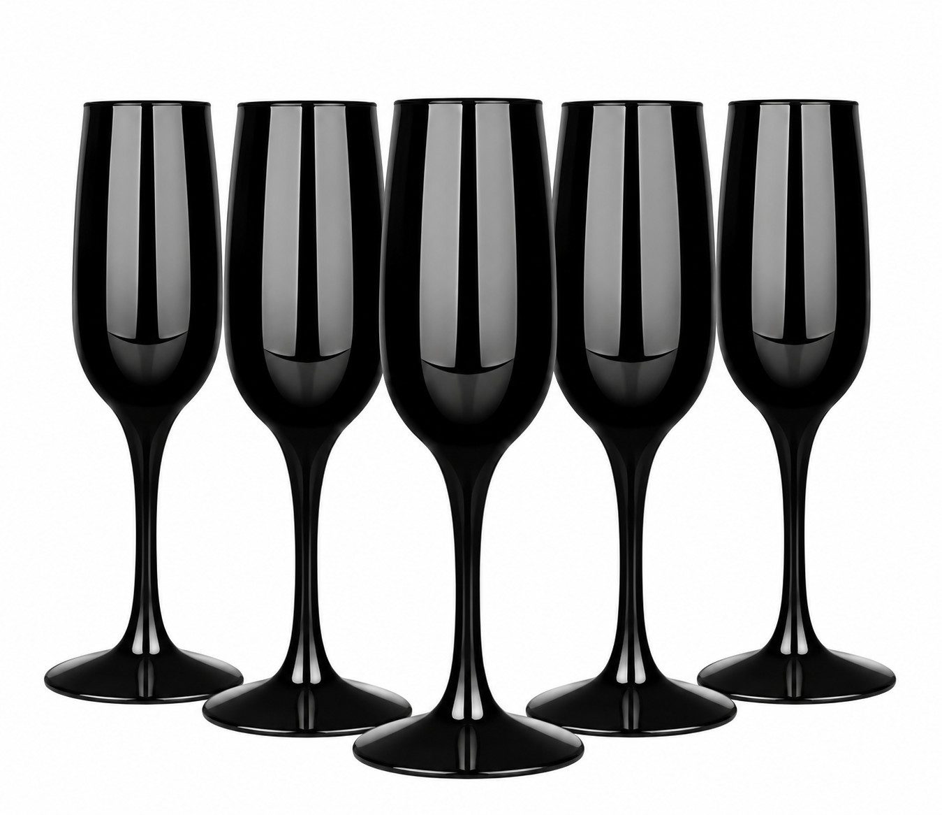 Sendez Sektglas 6 schwarze Sektgläser 200ml Sektkelche Sektglas Proseccoglas, 6-tlg., Glas