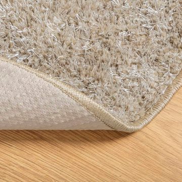 Teppich Teppich Hochflor Glänzend Beige Ø 80 cm, vidaXL, Höhe: 0 mm