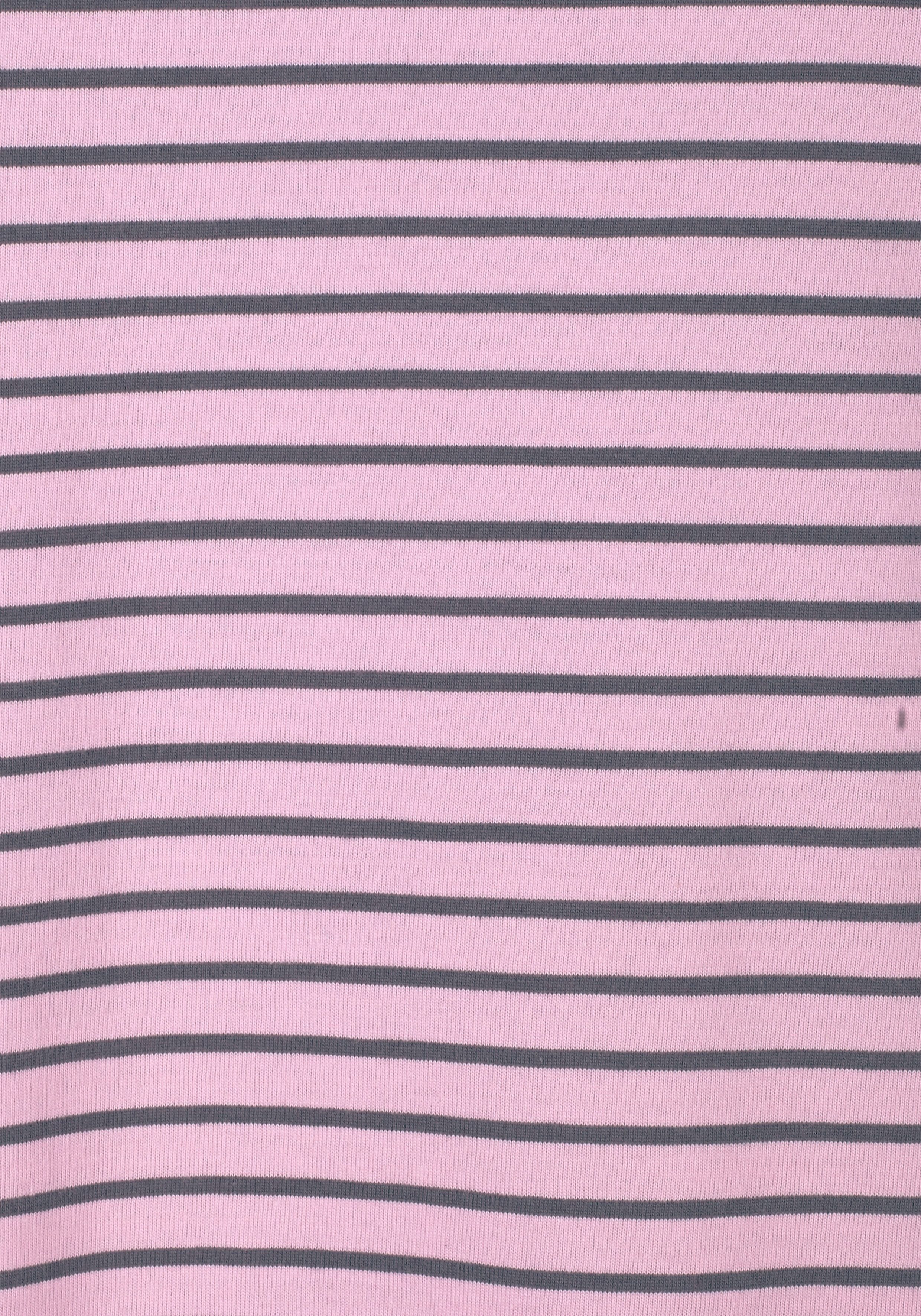 H.I.S Nachthemd in süßem Streifenlook mit rosa-geringelt Kräuselrändern