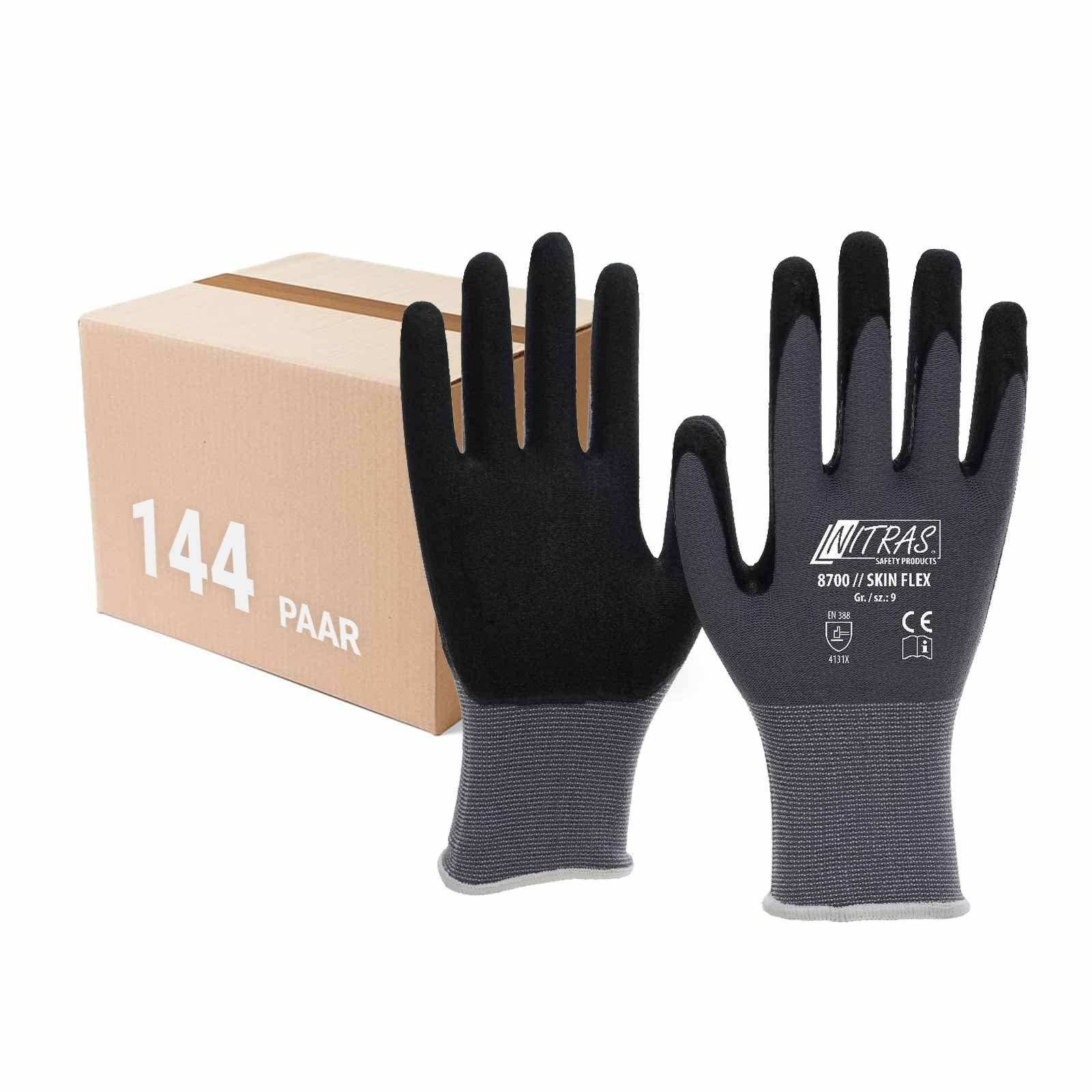 Skin-Flex Nitras Nitril-Handschuhe Handschuhe NITRAS Paar 8700 gestrickte Strickhandschuhe -144 (Spar-Set)