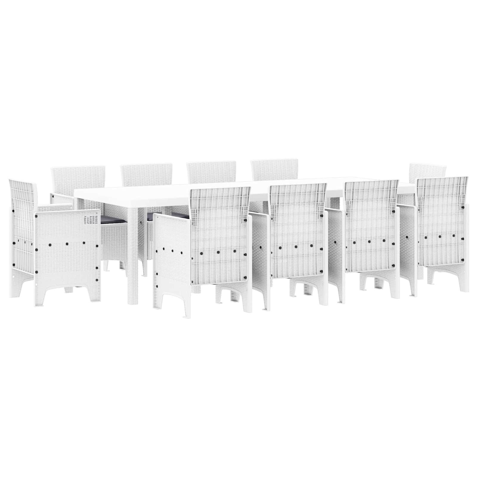 vidaXL Gartenlounge-Set Garten Essgruppe 11 stk. Weiß Polypropylen, (11-tlg)