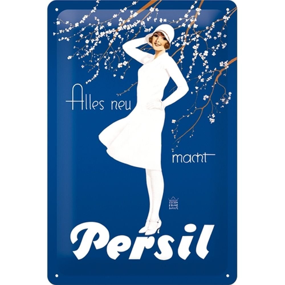 Metallschild Blechschild 20 x 30cm - Persil - Weisse Dame Blau