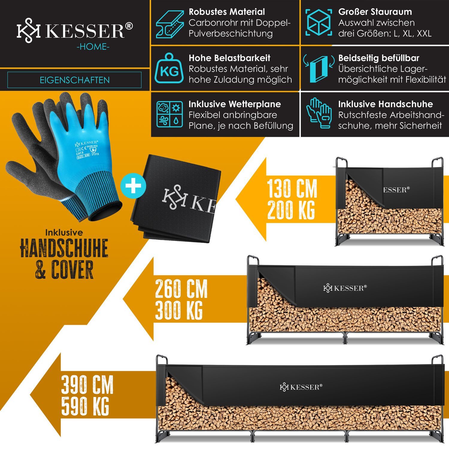 KESSER Kaminholzregal, Kaminholzregal Metall Brennholzregal außen Stahlrahm günstig online kaufen