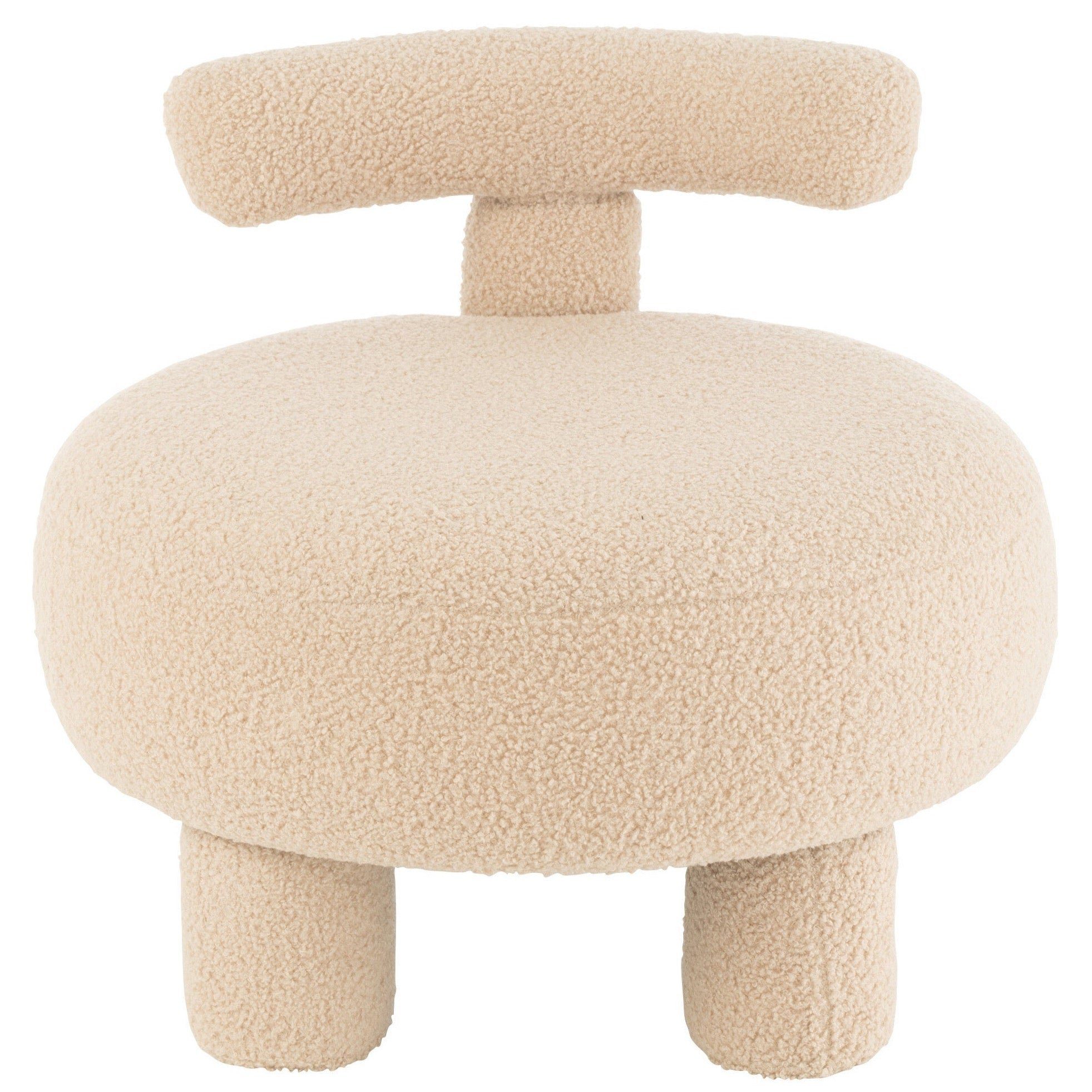 J-line Dekoobjekt Runder Hocker mit Rückenlehne, Veloursbezug in Warmem Beige