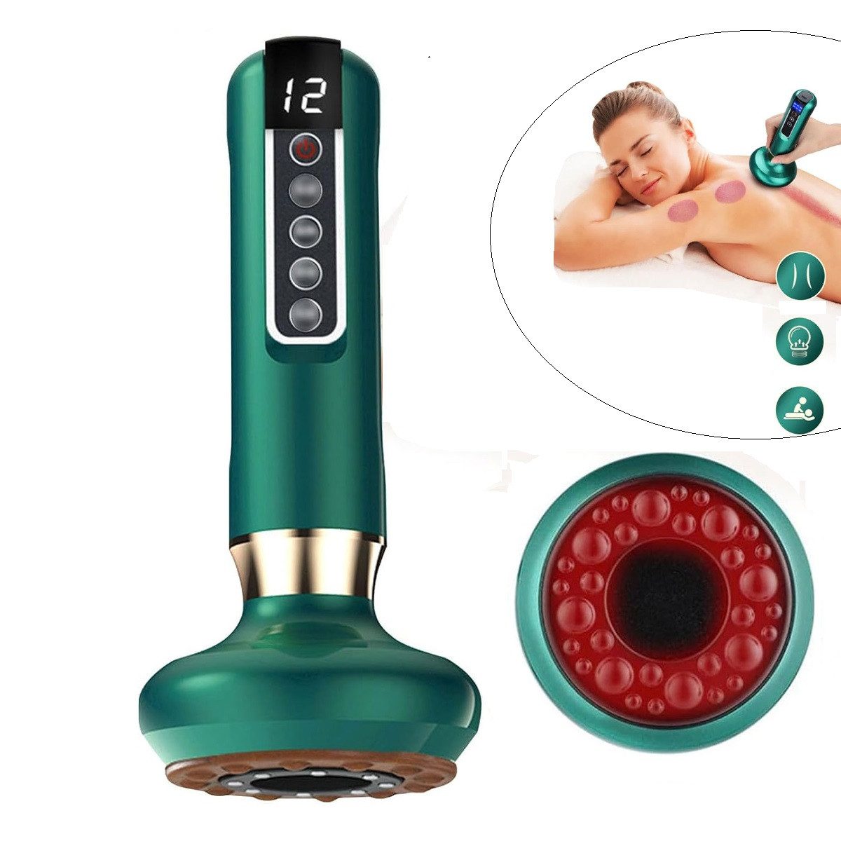 Massagegerät Elektrisches Kratzinstrument, Schröpfgerät, 12-stufiger Unterdruck