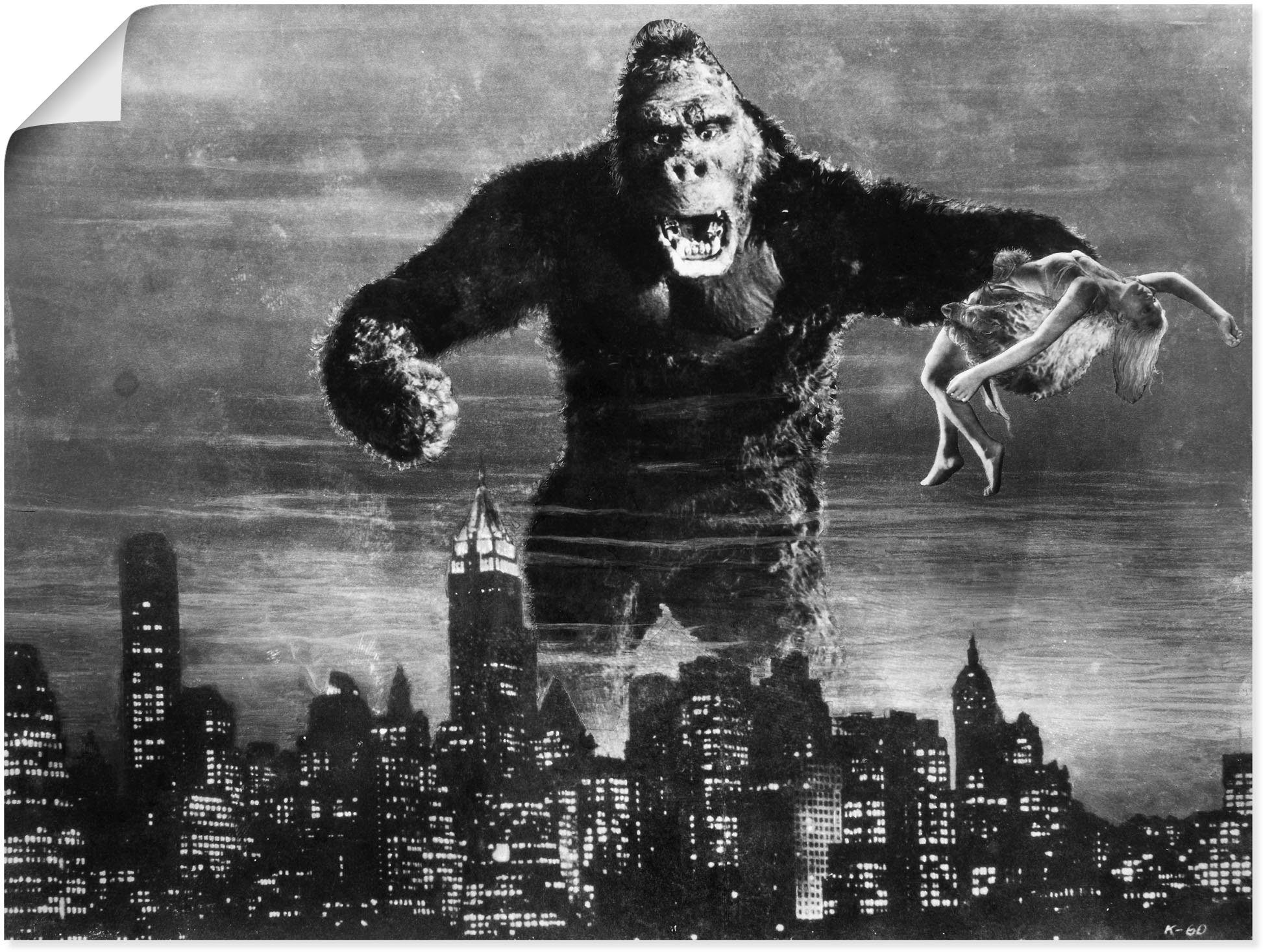 Artland Poster King Kong 1933 II, Film (1 St), ohne Rahmen