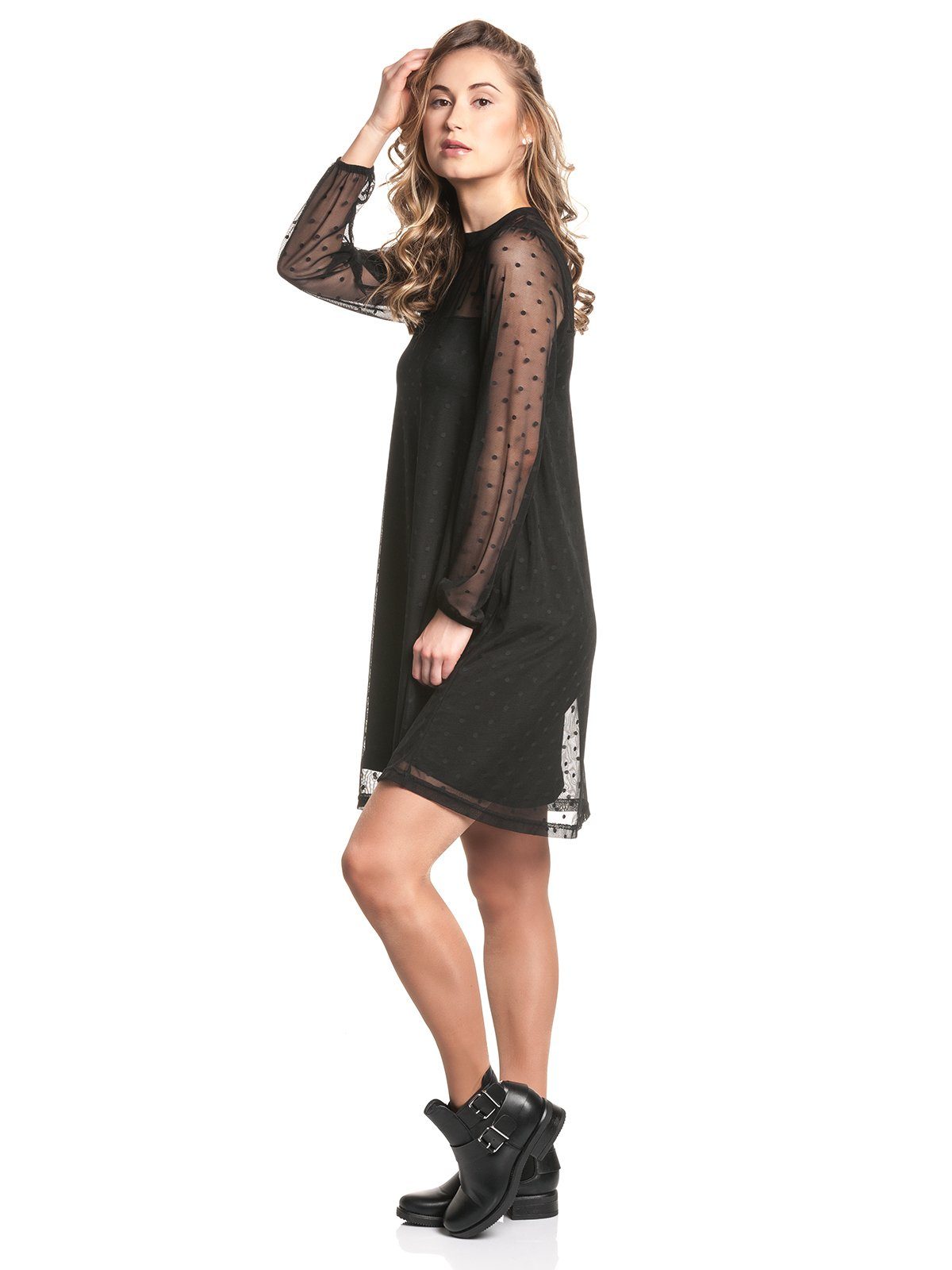 Damen Kleider Pussy Deluxe A-Linien-Kleid Black Dots