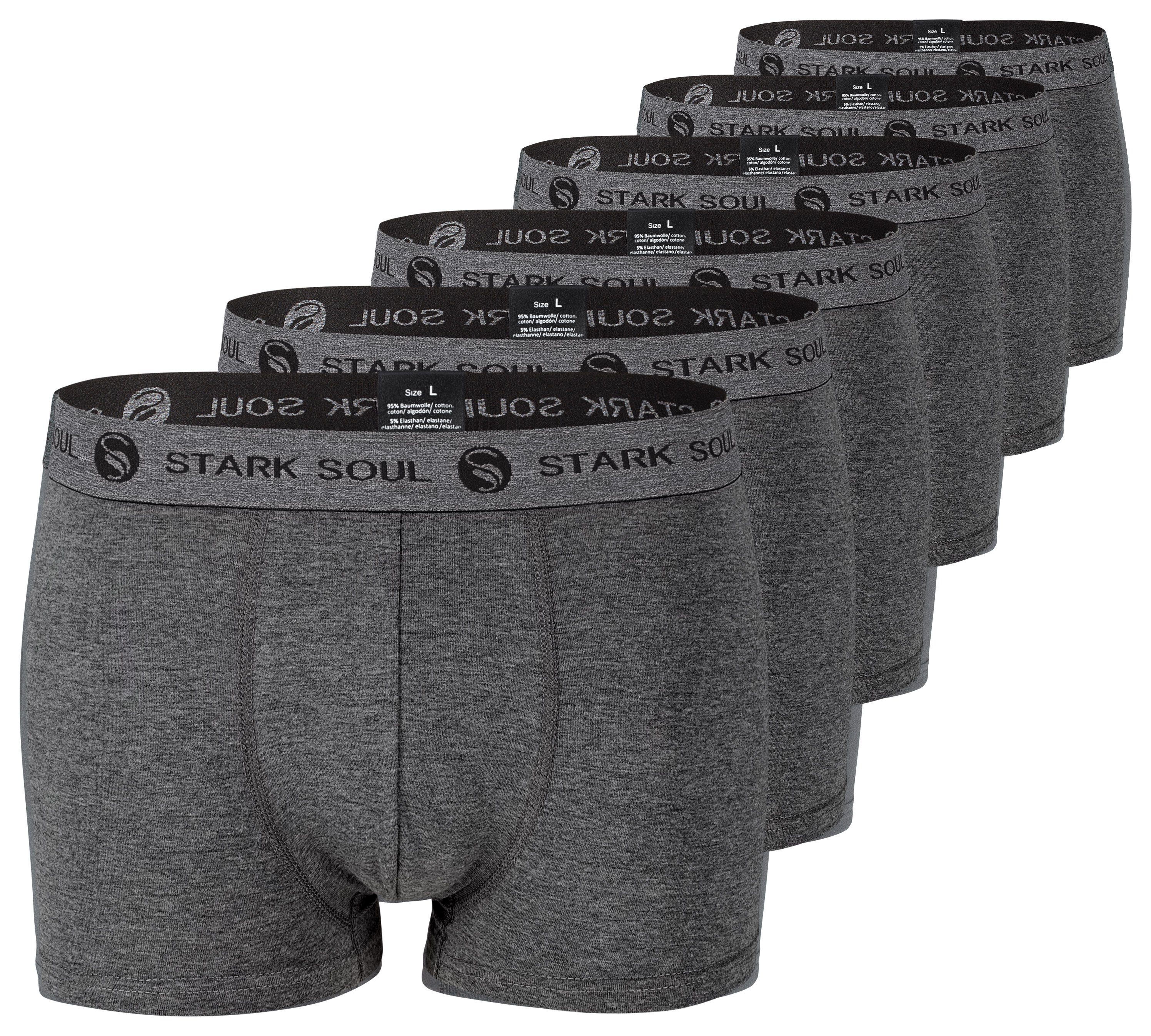 Stark Soul® Boxershorts Grau-Melange Pack, im Baumwoll-Unterhosen 6er 6er-Pack Hipster Herren Boxershorts