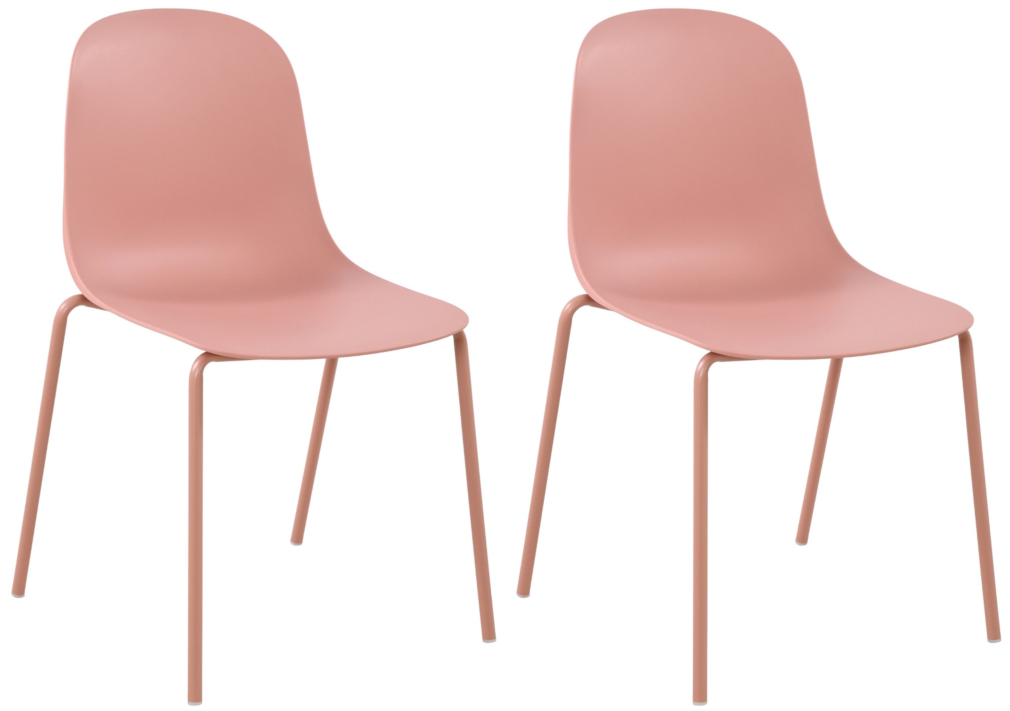 TPFLiving Esszimmerstuhl hochwertiger Besucherstuhl in modernem Design (Küchenstuhl - Esstischstuhl - Wohnzimmerstuhl - Polsterstuhl, 2 St), Gestell: Metall pink - Sitzfläche: pink