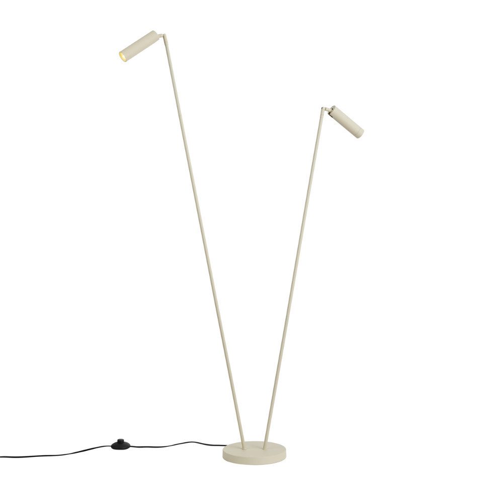 Qazqa Stehlampe Thomas, ohne Leuchtmittel, GU10, Beige, Modern, Stahl, 2-flammig