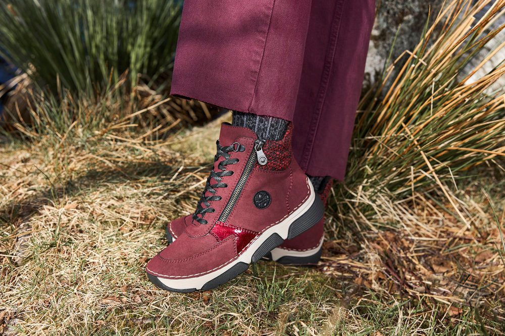 Rieker Winterboots Schnürstiefelette, Schnürboots mit Textil-Besatz am Scha günstig online kaufen