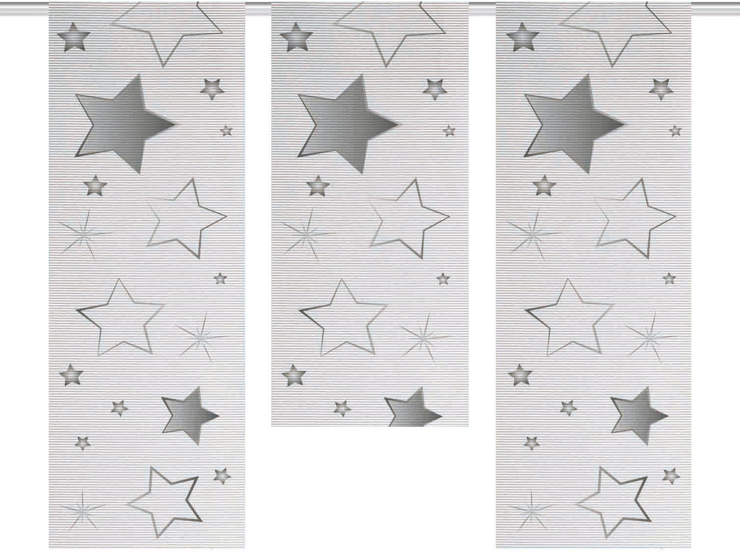 Clever-Kauf-24 Vorhang STARS, HOME WOHNIDEEN, halbtransparent, Bambus-Optik St), Stangendurchzug (3 Fensterset