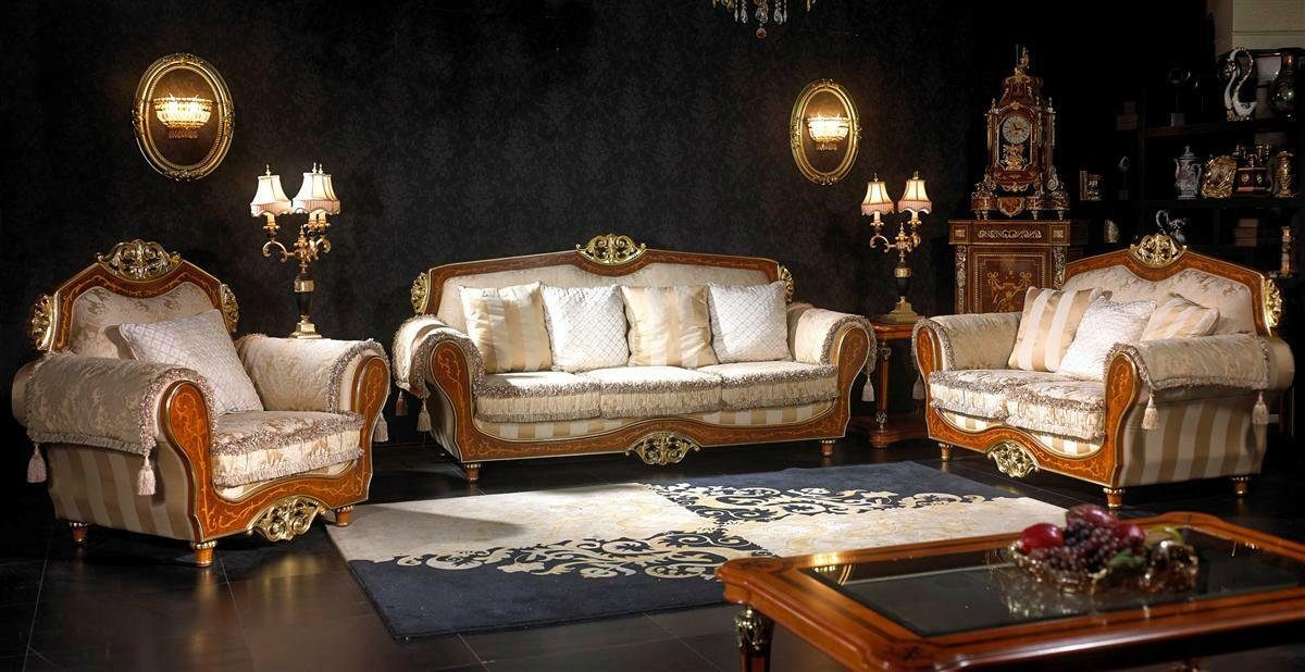 Couch Barock Klassische Sofagarnitur Rokoko JVmoebel 2+1 Sofa, Sofa Stil Antik
