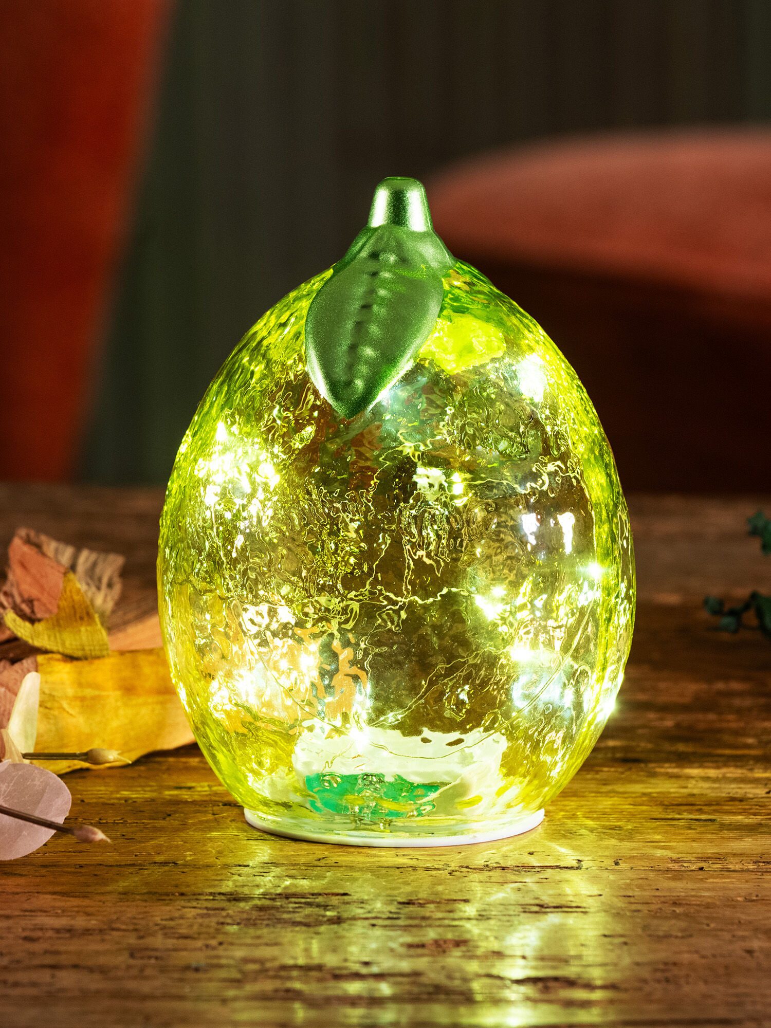 Dekorieren macht glücklich Dekoobjekt LED Deko "Limon" Zitrone mit 15 Micro LED's (1 St), Timerfunktion – Batteriebetrieben, ca. 80h Leuchtdauer, stimmungsvoll