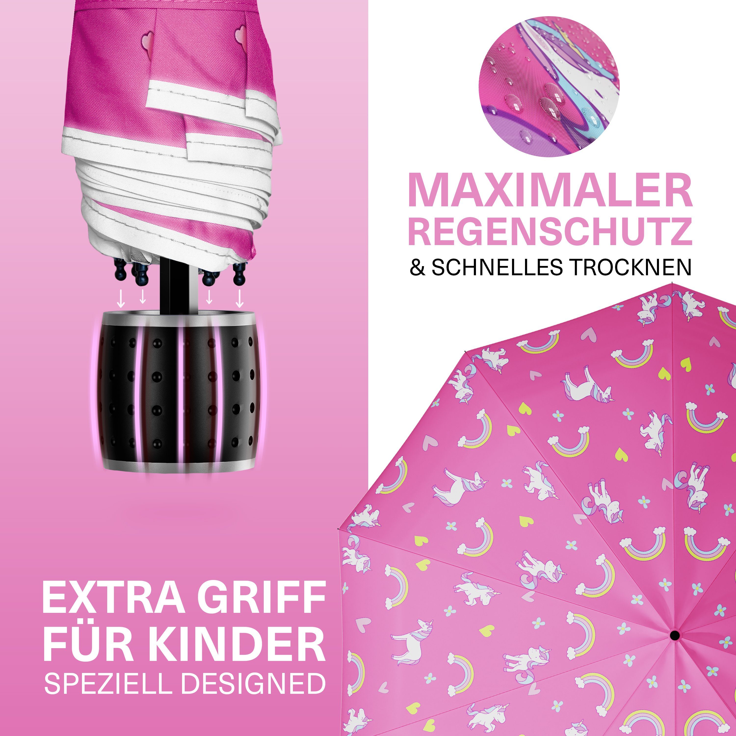 Styngard Taschenregenschirm Stockholm, Kinderregenschirm mit Reflektoren und Klatschband – Bild 5 von 5