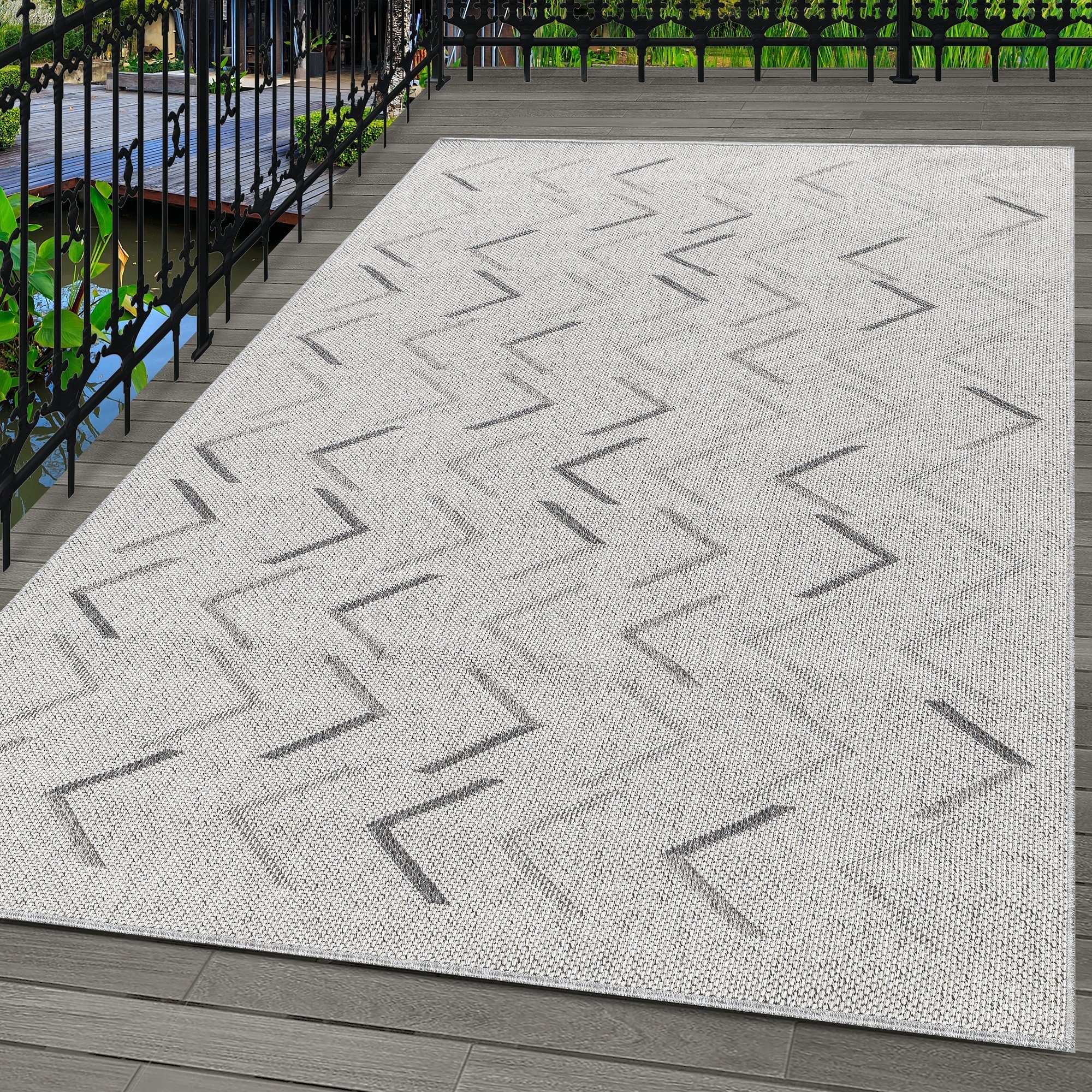 Outdoorteppich Boho-Design, Carpetsale24, Rechteckig, Höhe: 7 mm, Outdoor Teppich Boho Design Wetterfest für Terrasse Balkon Küche