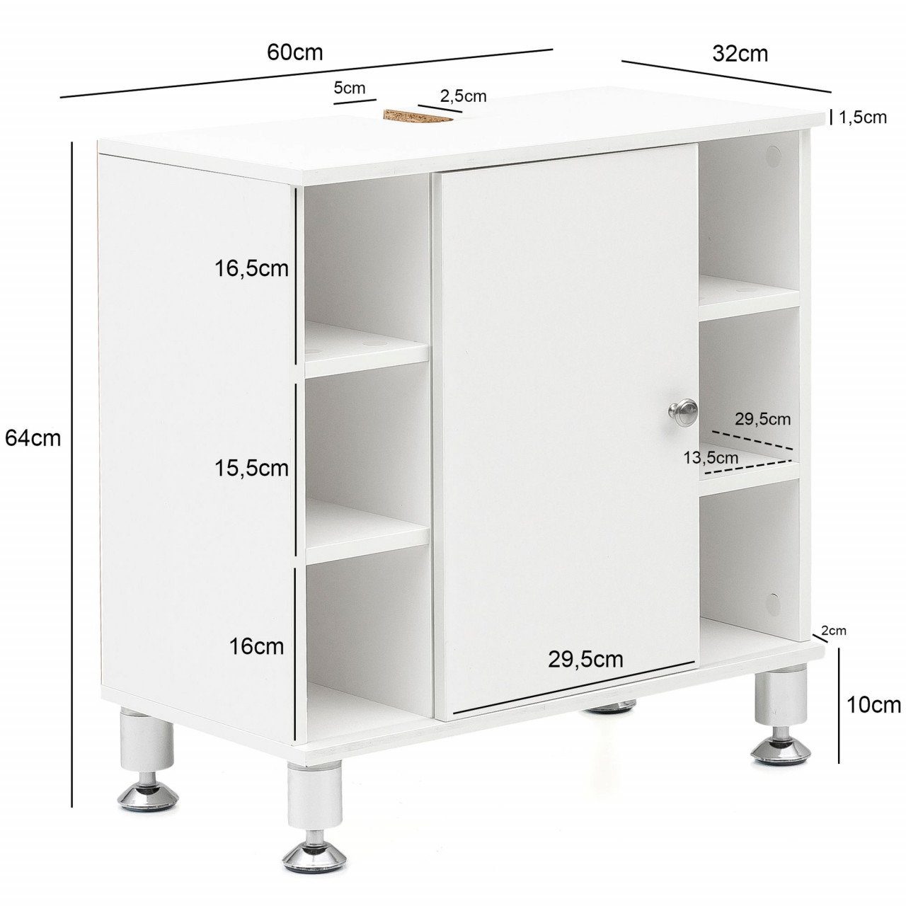 furnicato Waschbeckenunterschrank Bubble 64 Unterschrank 32 Tür, 60 cm mit x x Weiß Badschrank