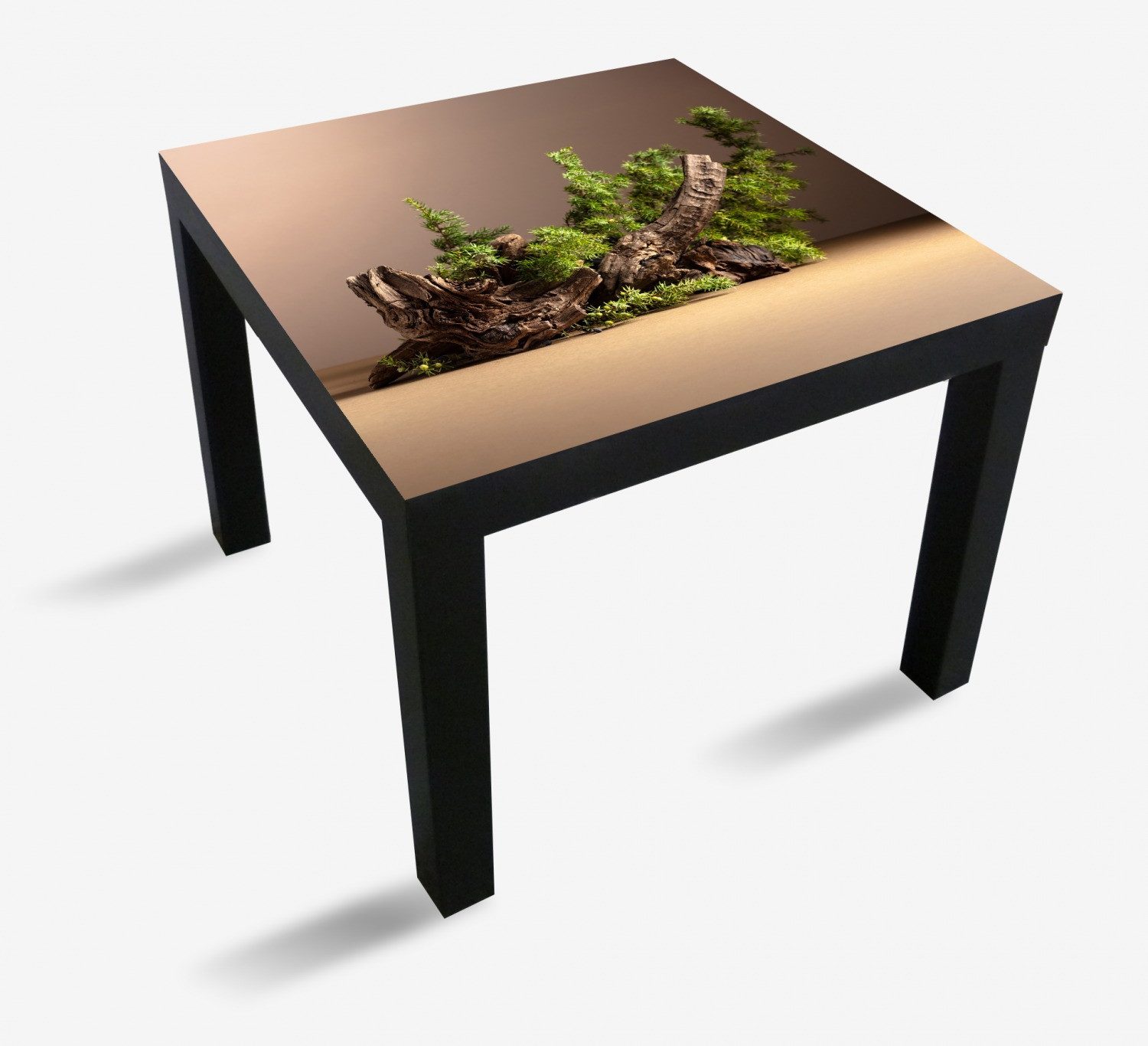 Wallario Tischplatte Komposition aus Holz und Grün (1 St), für Ikea Lack Tisch geeignet