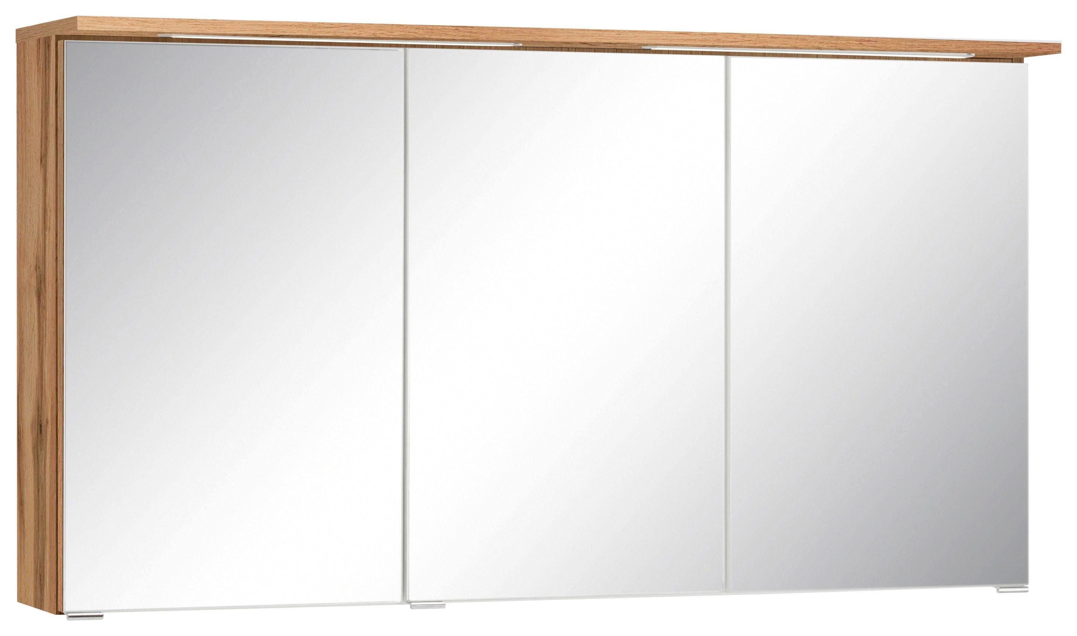 HELD MÖBEL Spiegelschrank Ravenna | Breite LED 120 cm, Beleuchtung wotaneichefarben eichefarben mit