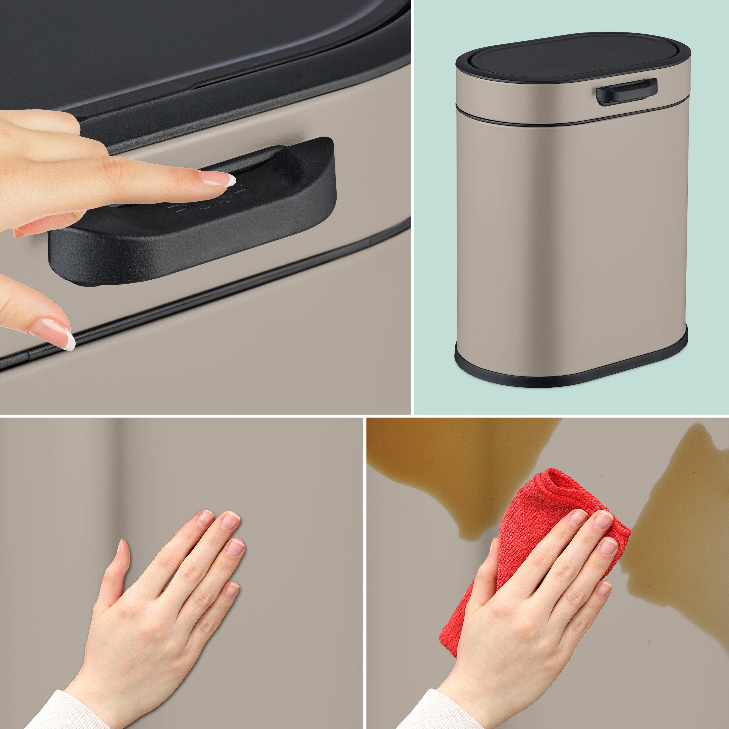 relaxdays Kosmetikeimer Hängender Mülleimer 5 Liter, Beige