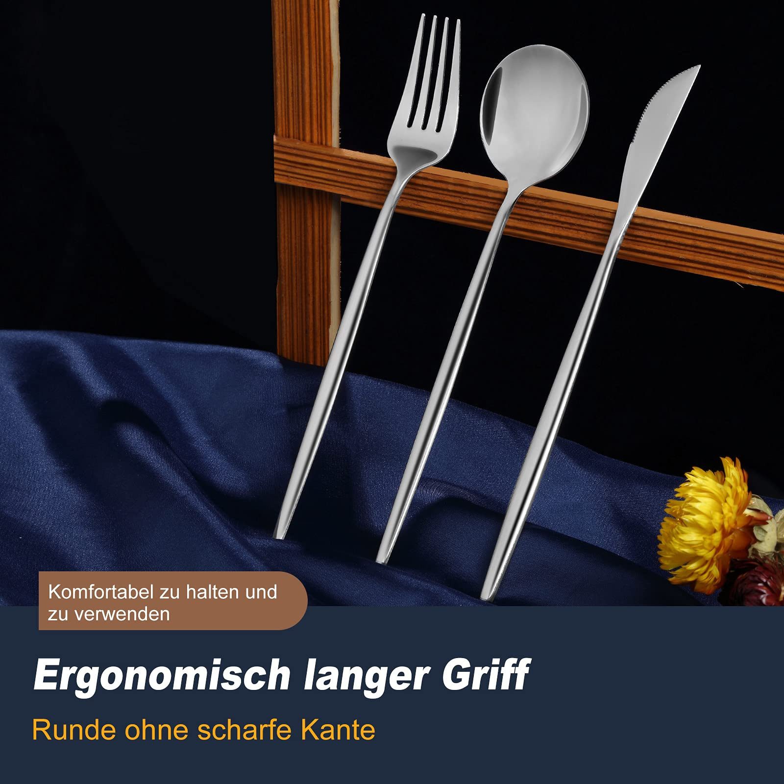 Zyronn Besteck-Set für 6 Personen, 30 teilig Essbesteck Set inkl. Messer, Gabel, Löffel, Besteck Edelstahl, Spülmaschinenfest – Bild 4 von 5