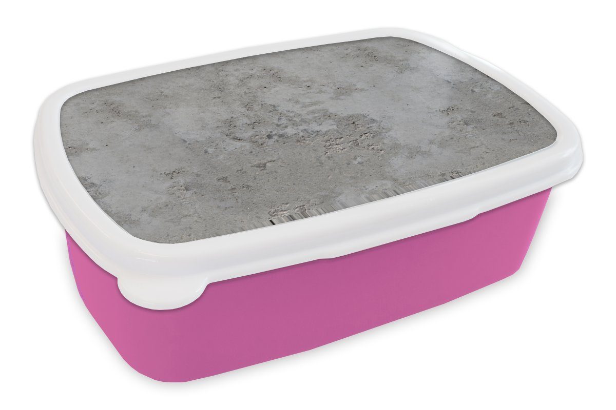 - Brotdose Lunchbox Kunststoff rosa für - Snackbox, Brotbox Kunststoff, Beton, Grau - Mädchen, Kinder, Erwachsene, (2-tlg), Muster Alt MuchoWow