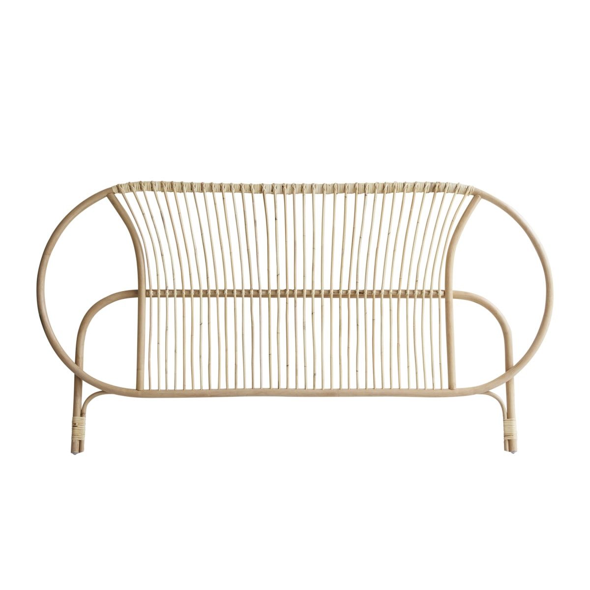 Tikamoon Massivholzbett Leontie Kopfteil aus Rattan 190 cm