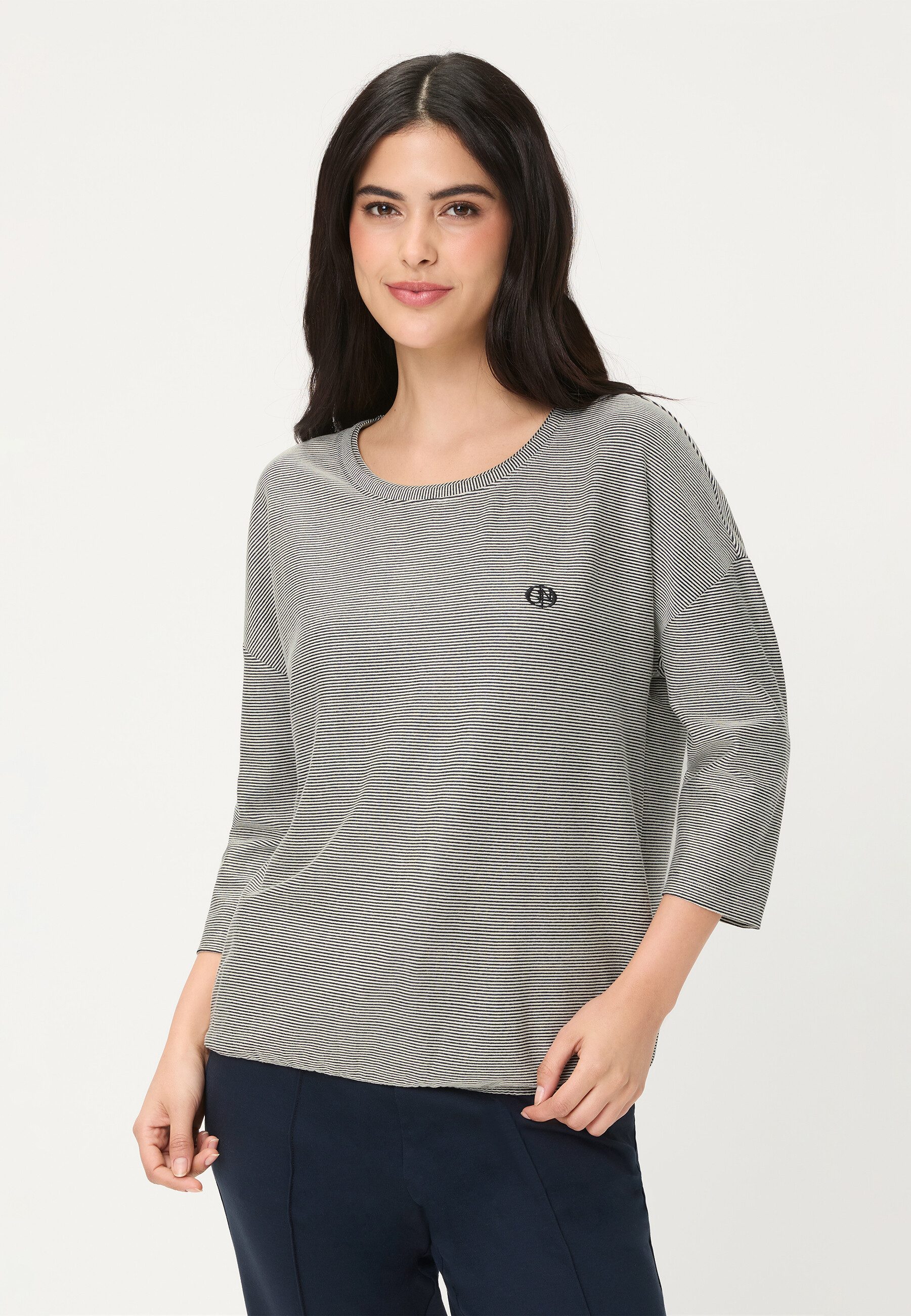Olsen T-Shirt Shirt mit Rundhalsausschnitt und 3/4-Ärmeln