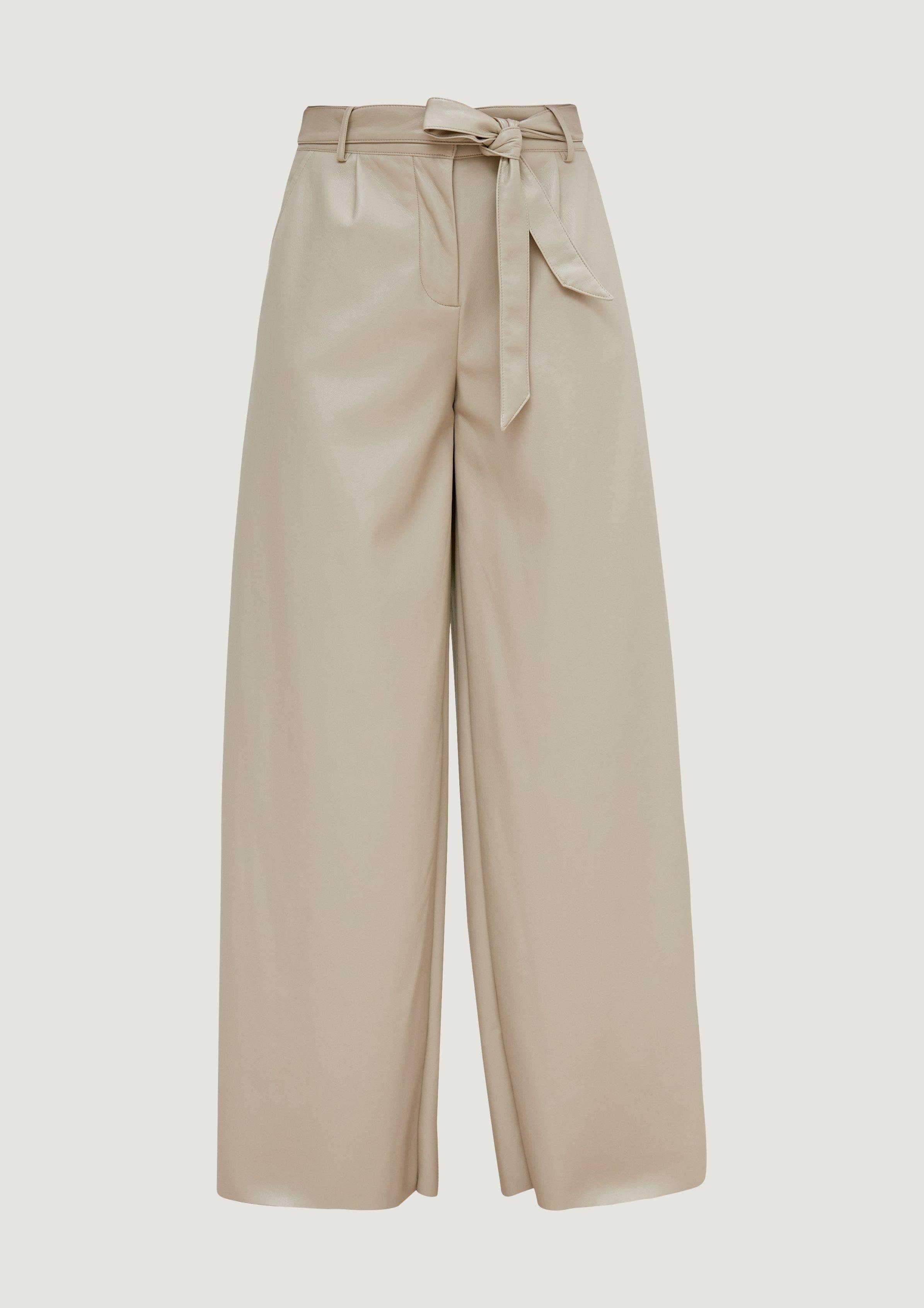 beige Loose: helles Gürtel Stoffhose mit Comma Weite Hose