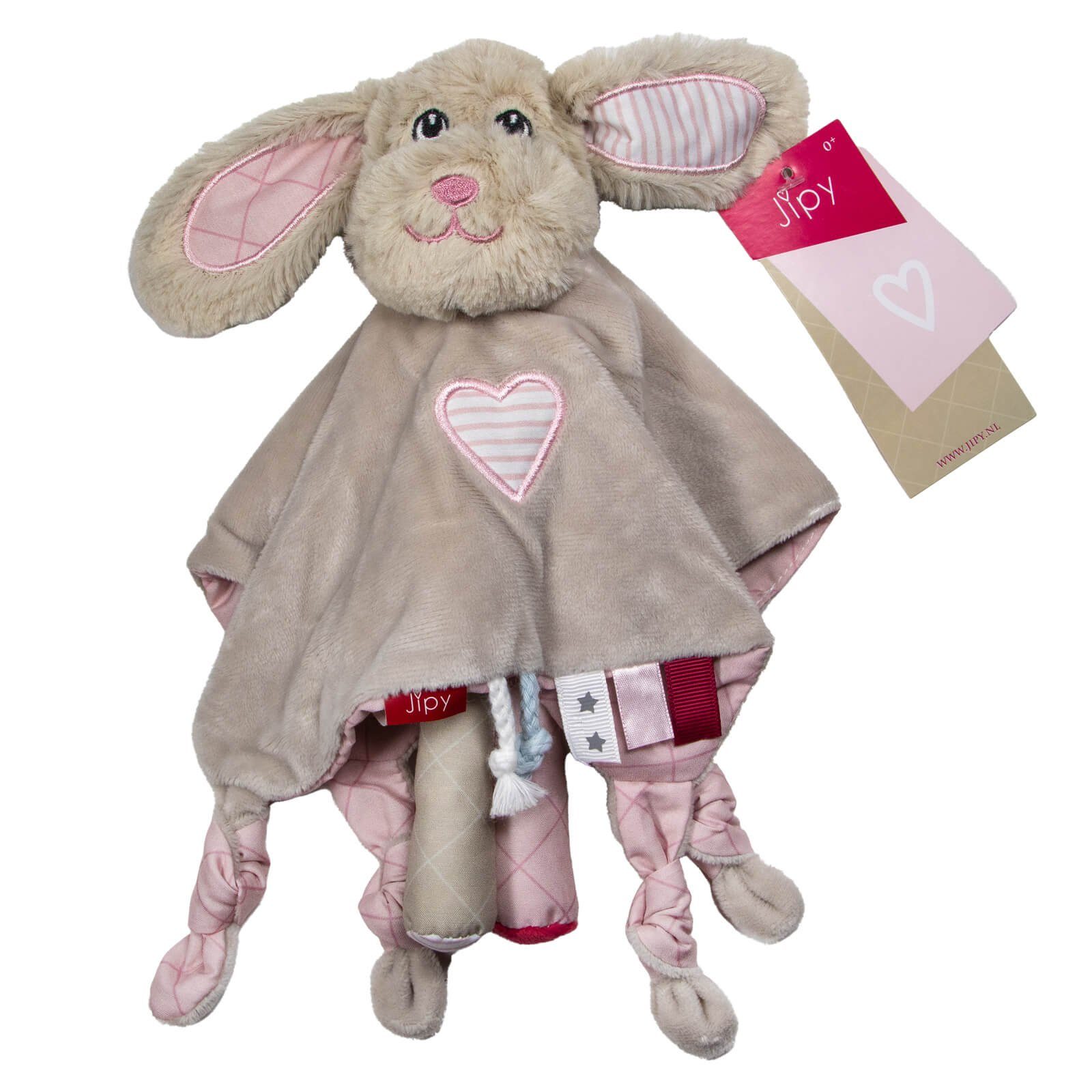 Otto Simon Lernspielzeug Jipy Baby Schmusetuch rosa Schnuffeltuch De Luxe Rassel Kuscheltuch, mit Rassel