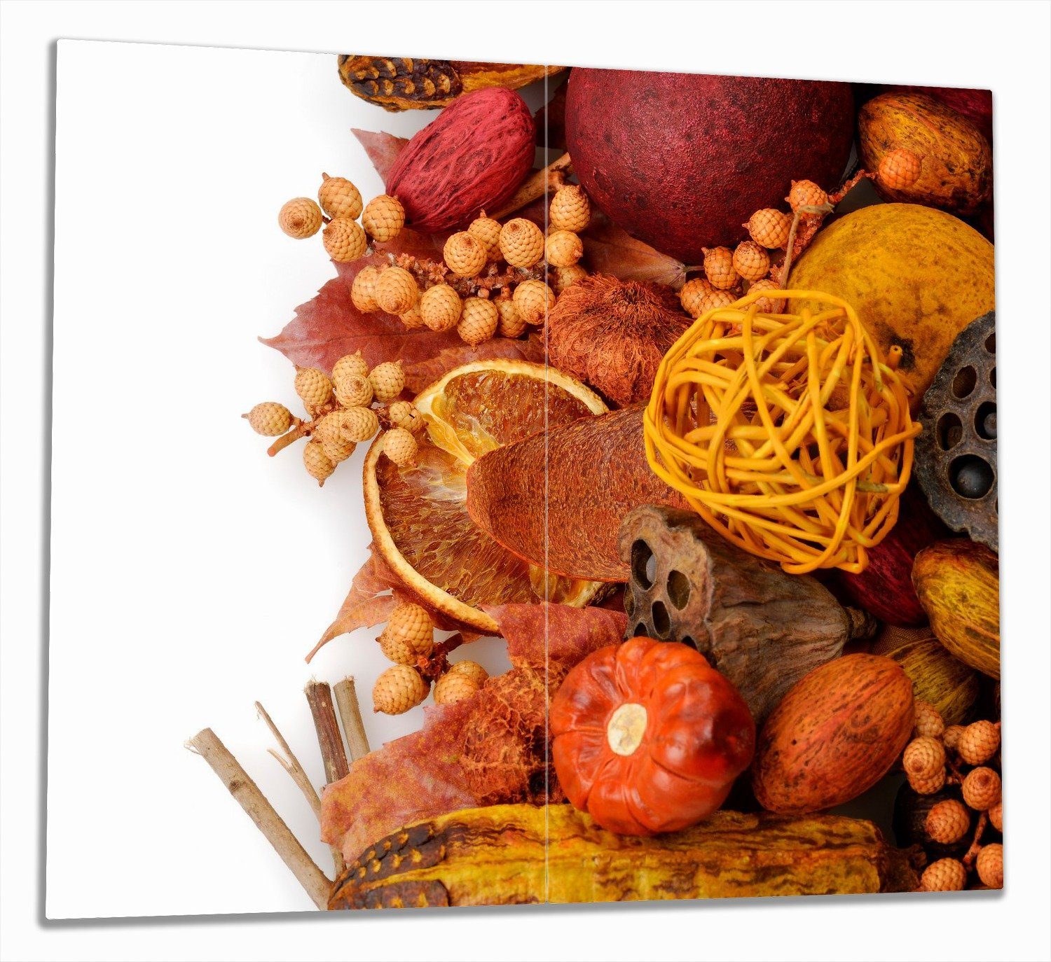 Wallario Herd-Abdeckplatte Herbststimmung - Trockenfrüchte, Nüsse und Samen - Herbstdeko, ESG-Sicherheitsglas, (Glasplatte, 2 tlg., inkl. 5mm Noppen), verschiedene Größen