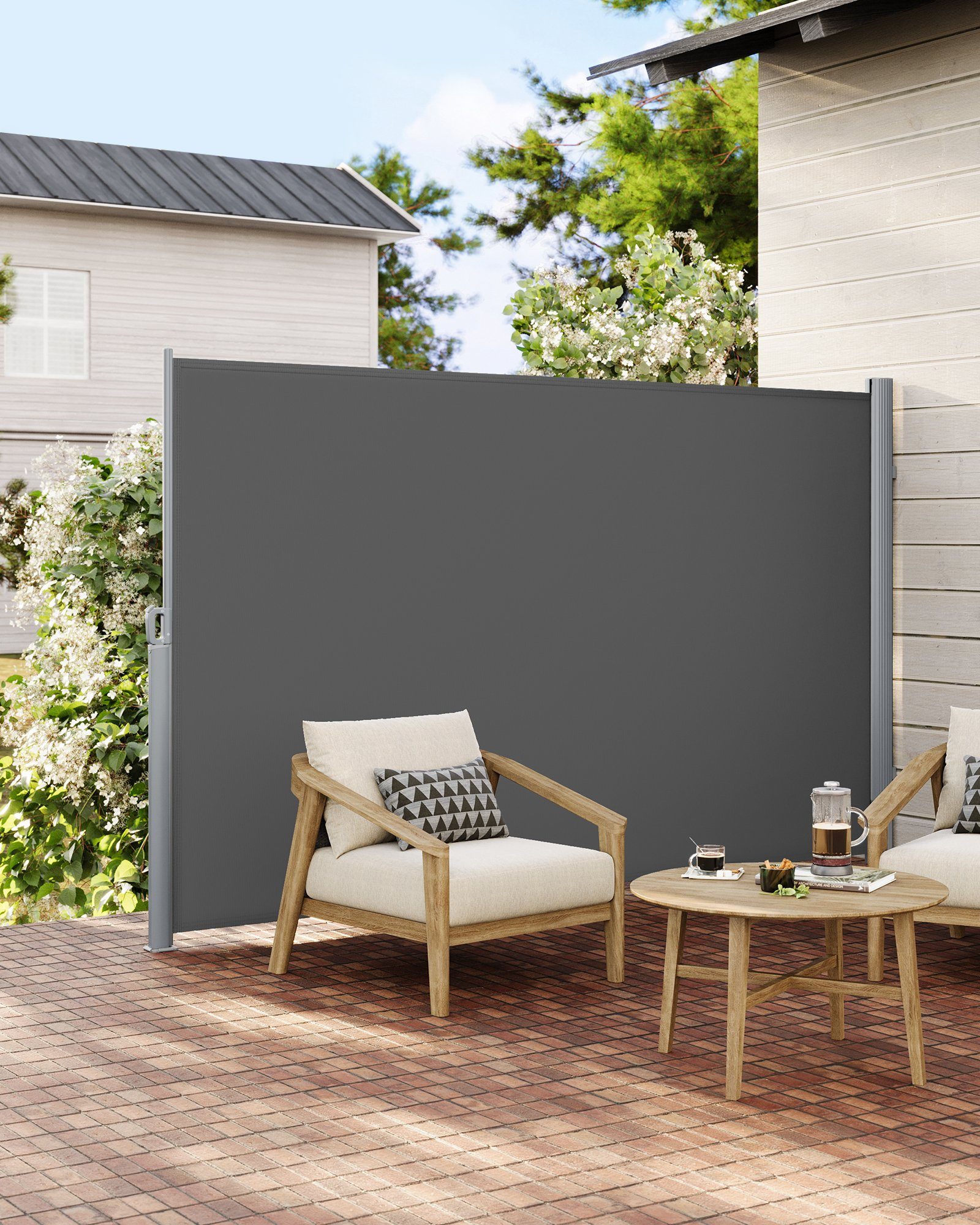 SONGMICS Seitenarmmarkise Alu Sichtschutz 280 g/m² günstig online kaufen