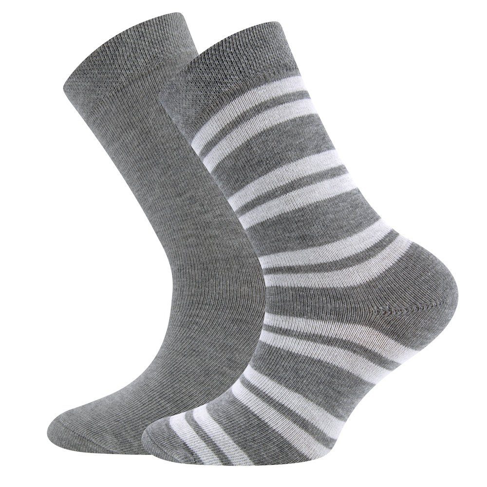 Socken Ewers 2er Pack Jungen Strümpfe Socken uni ringel grau meliert