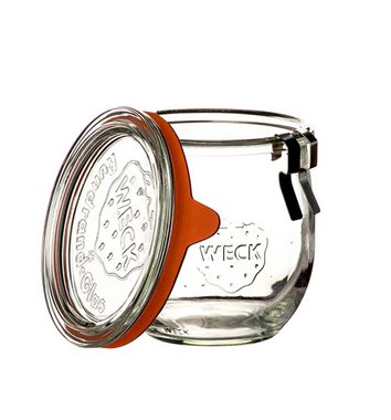 WECK Einmachglas 6er Set Tulpengläser 370ml Einmachgläser mit Gummis und Klammern, Glas, (6-tlg)