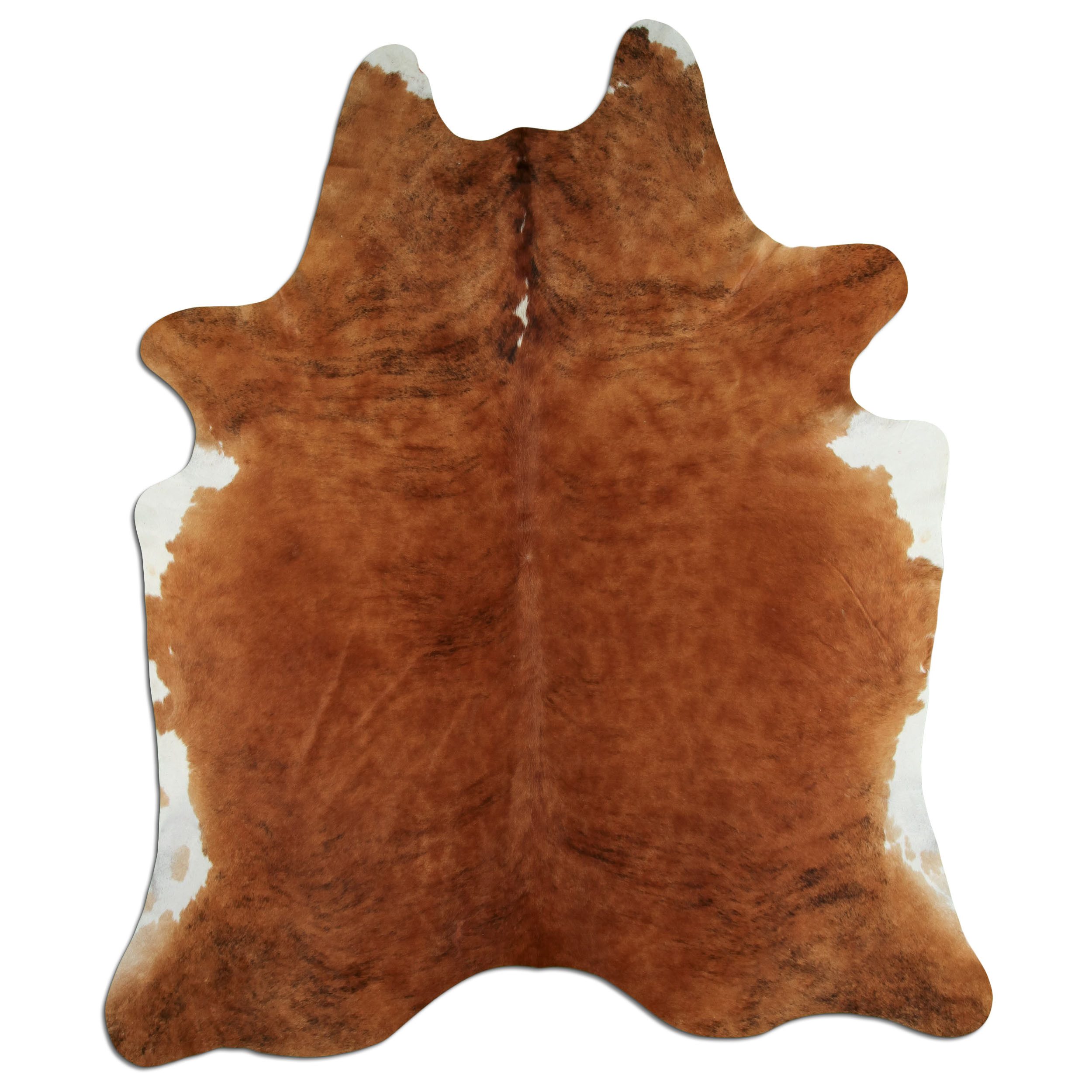 Livorio Fellteppich L200 x B240 cm - braun weiß, Kuhfell, Premium Kuhfell Teppich, Rinderfell, Echtfell