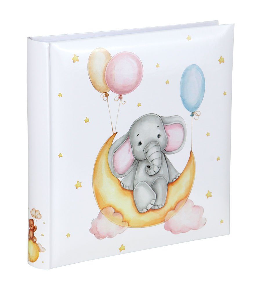 IDEAL TREND Fotoalbum Cat & Bears Fotoalbum 30x30 cm 100 weiße Seiten Baby Kinder Foto Album Elefant & Moon