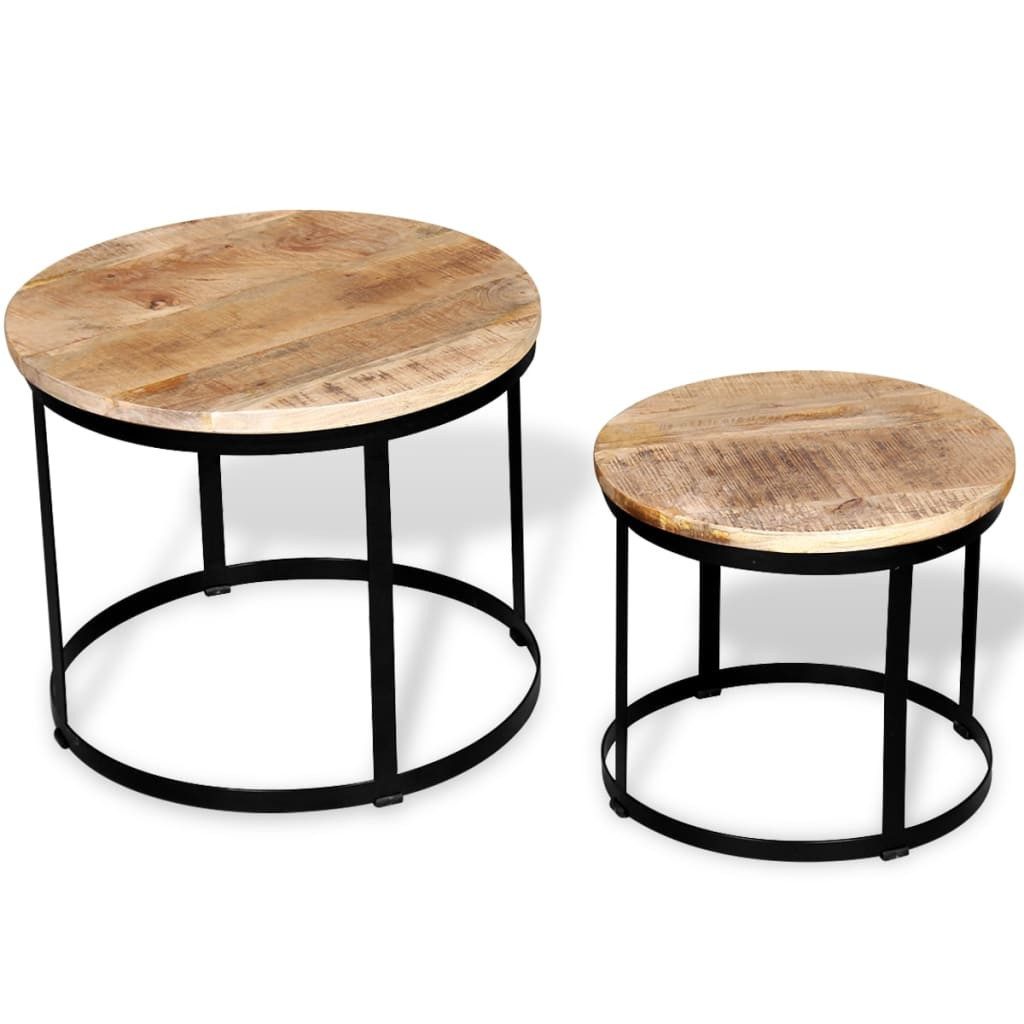 vidaXL Couchtisch 2-tlg. Couchtisch-Set Raues holz günstig online kaufen