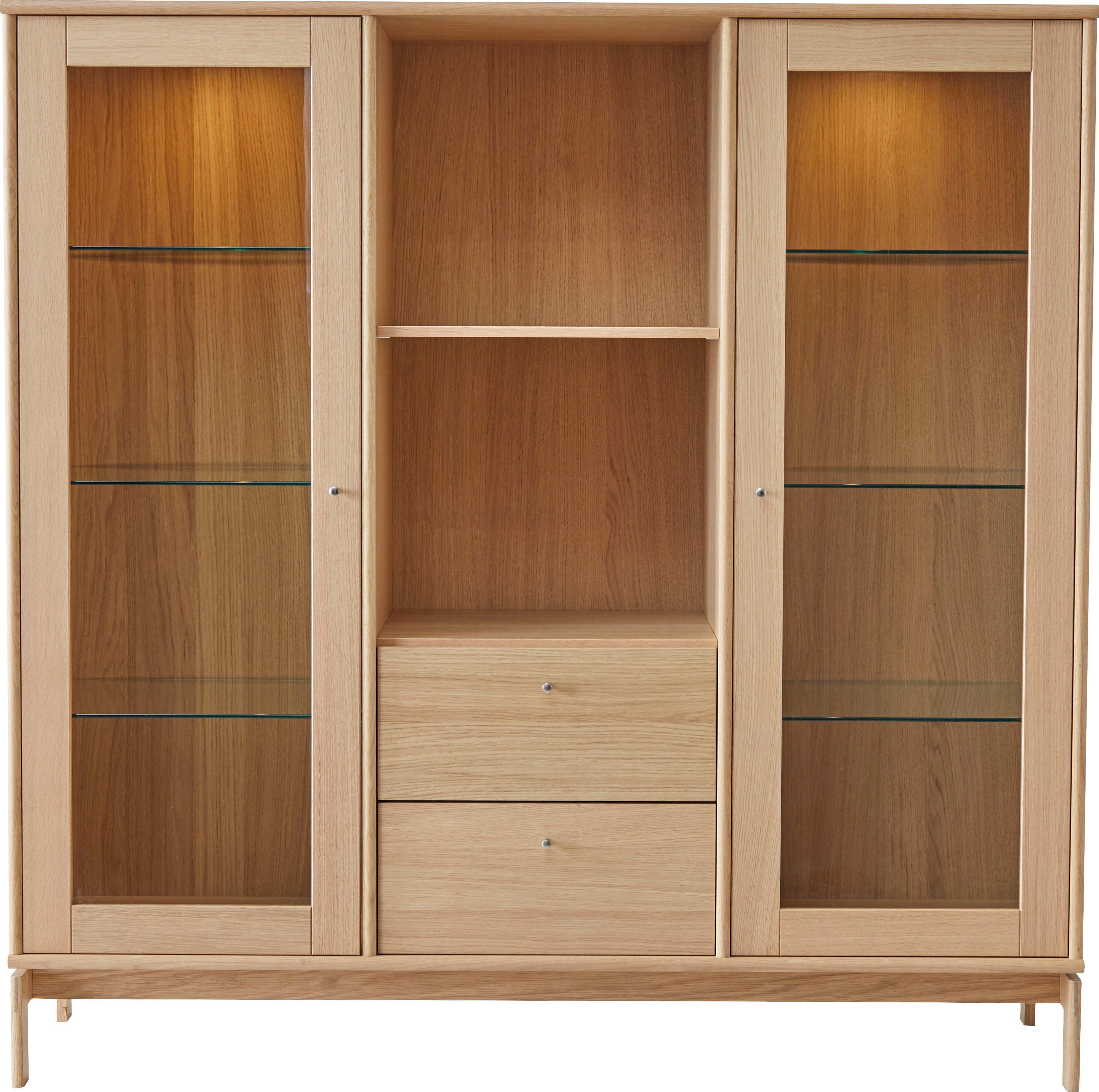 B: anpassungsbar Furniture Türen Eiche, cm, mit Mistral Designmöbel Vitrine Hammel Glasschrank, Schubladen, Standvitrine und 133