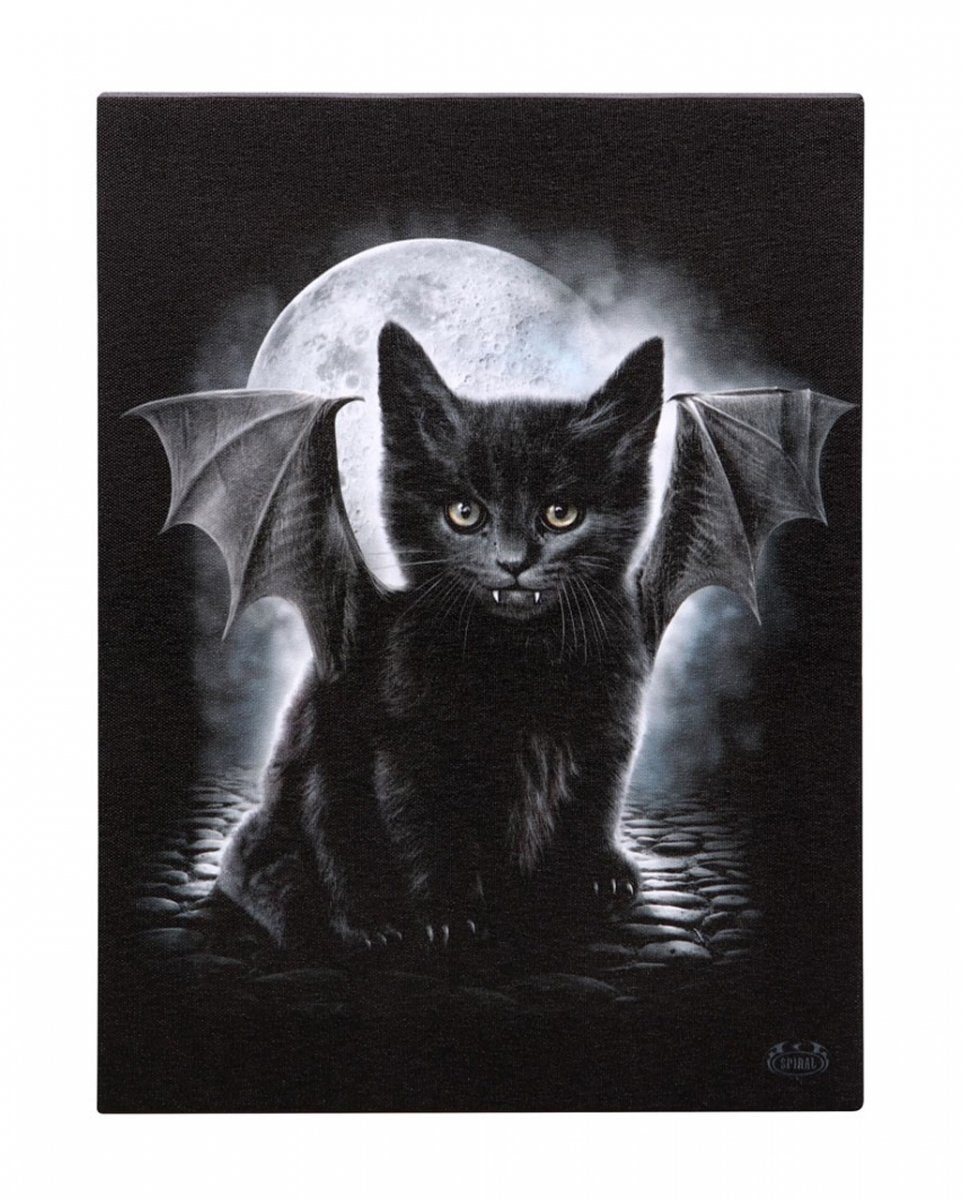 Horror-Shop Dekofigur Bat Cat Bild auf Leinwand 19 x 25 cm