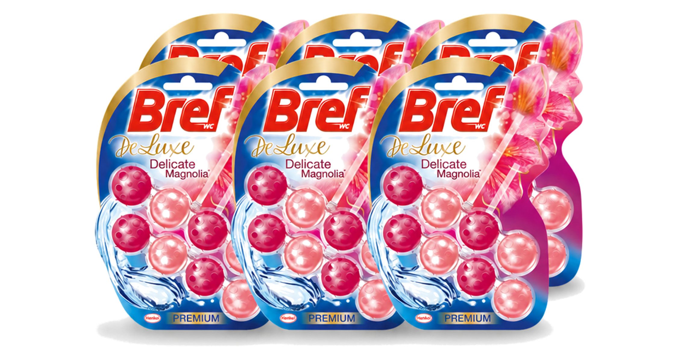 Bref Power WC-Duftspüler Deluxe Magnolia WC-Duftspüler 2 Stück - Vorteilspackung - 6 Stücke (6-St)