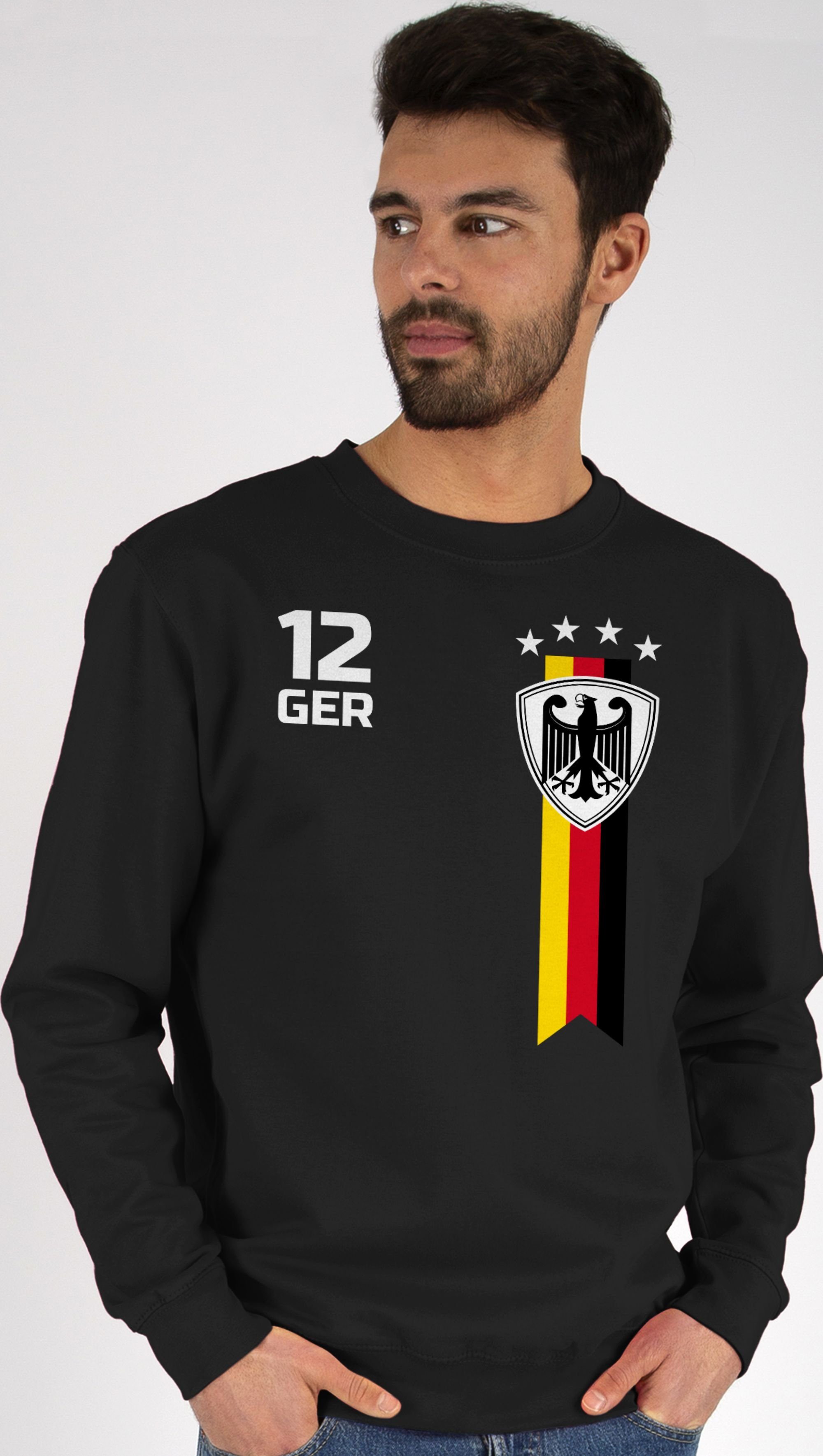 EM Schwarz Shirtracer Sweatshirt 1 2024 Fan (1-tlg) WM Fussball Deutschland