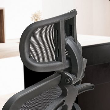 Amstyle Drehstuhl SPM1.450 (Bürostuhl Schwarz Mesh-Bezug, Schreibtischstuhl), Chefsessel mit Lendenwirbelstütze, Stuhl Büro