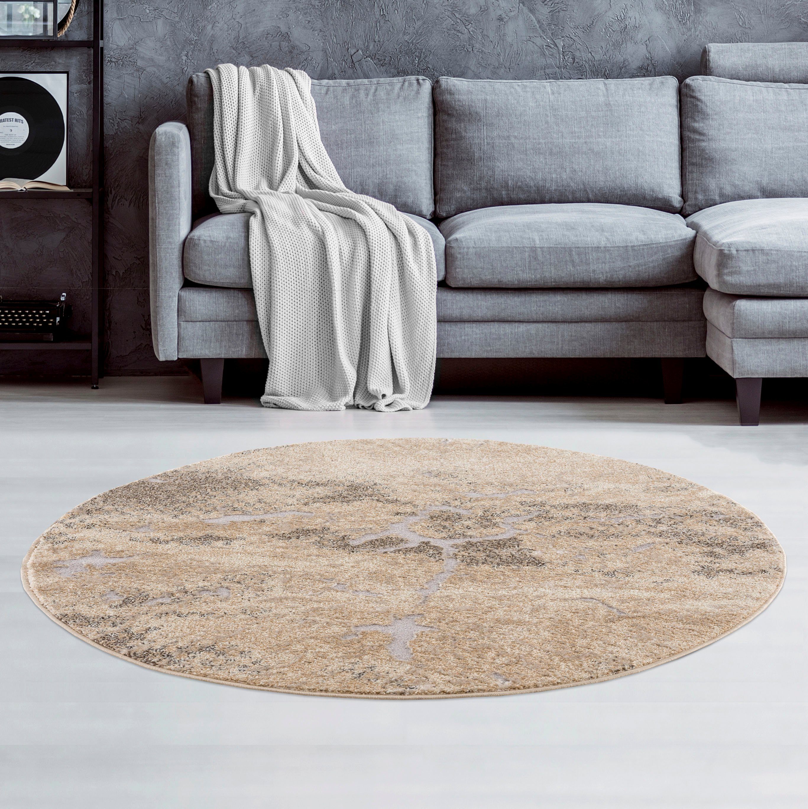 Teppich Marmor, my 12 home, mm, natur Marmor-Optik Höhe: rund