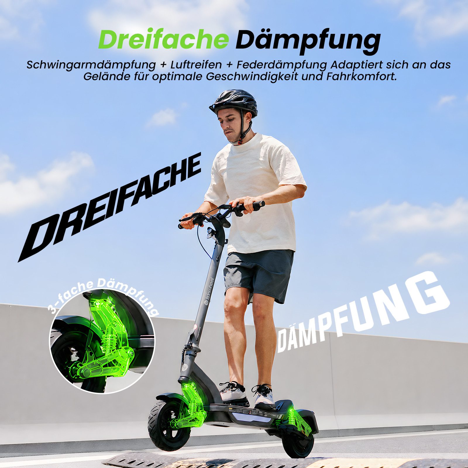 iSinwheel E-Scooter mit Straßenzulassung(ABE),APP,Faltbar E Roller mit Tasche, APP-Diebstahlschutz,10" Luftreifen,MAX 80km Reichweite