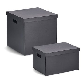 HTI-Living Aufbewahrungsbox Aufbewahrungsbox Karton 33,5x33x32 (Stück, 1 St., 1 Aufbewahrungsbox mit Deckel), Pappkarton faltbar schwarz