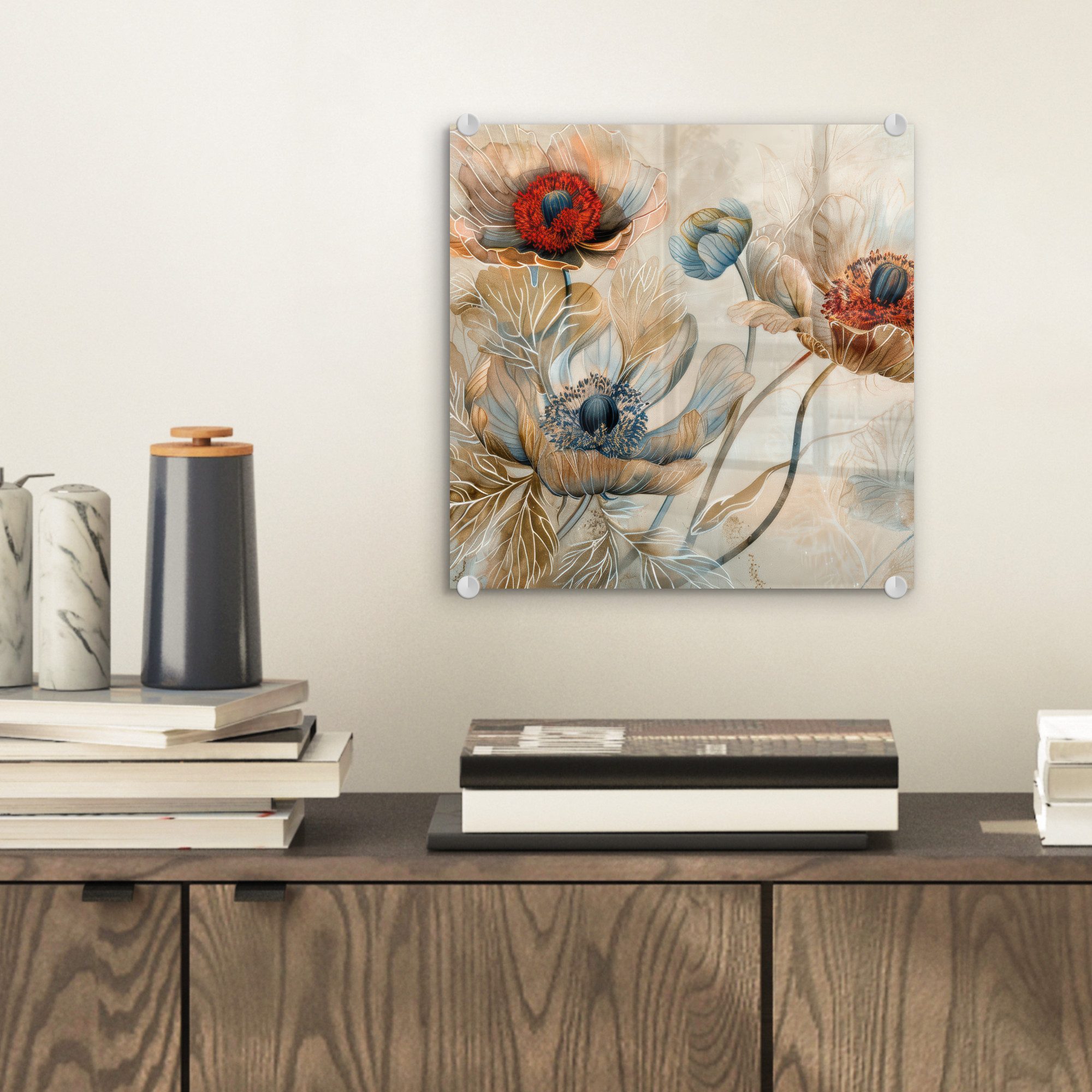 MuchoWow Acrylglasbild Blumen - Beige - günstig online kaufen