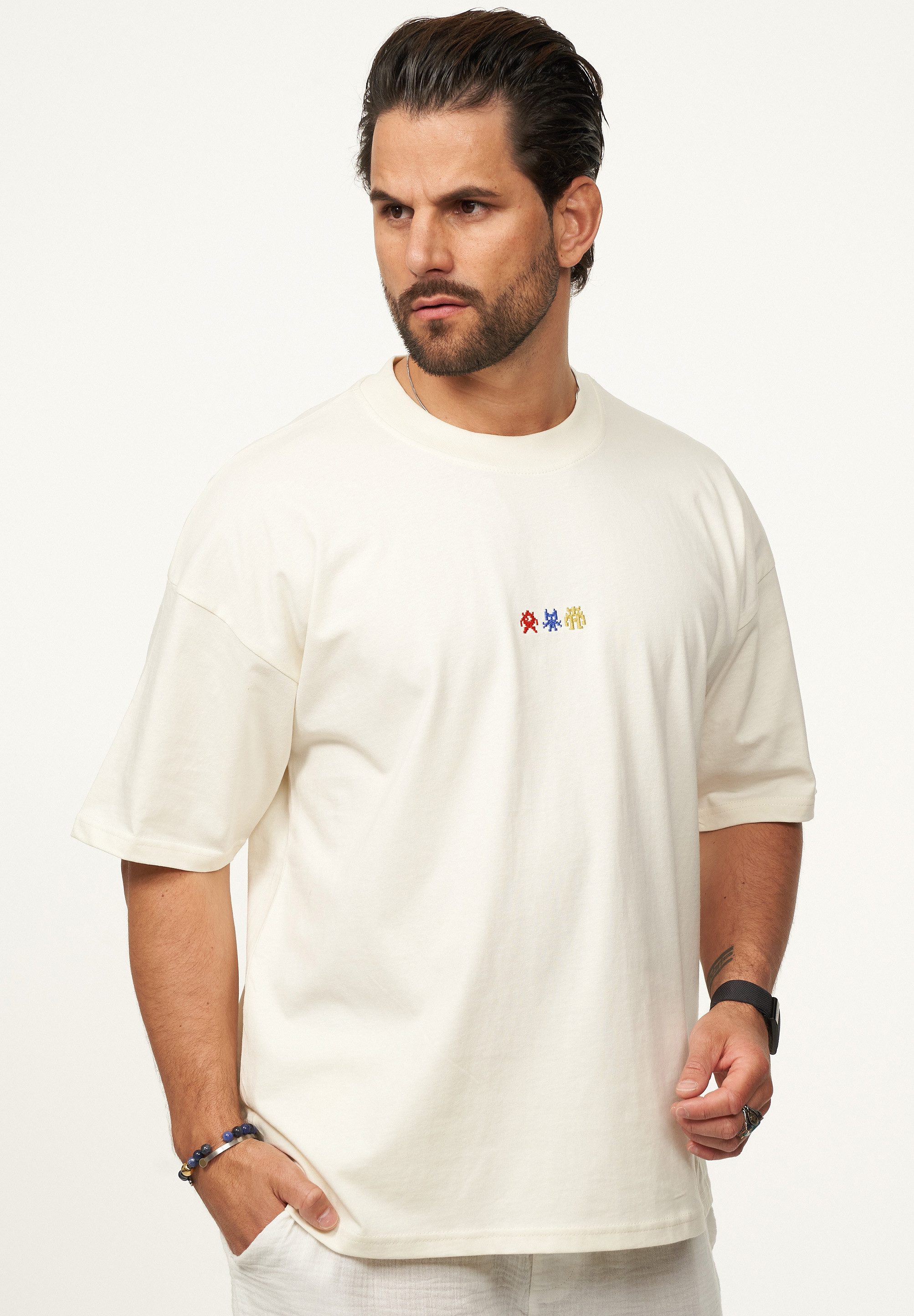SOULSTAR T-Shirt mit Stickerei Herren Oversize-Fit Kurzarm Shirt mit Rundha günstig online kaufen