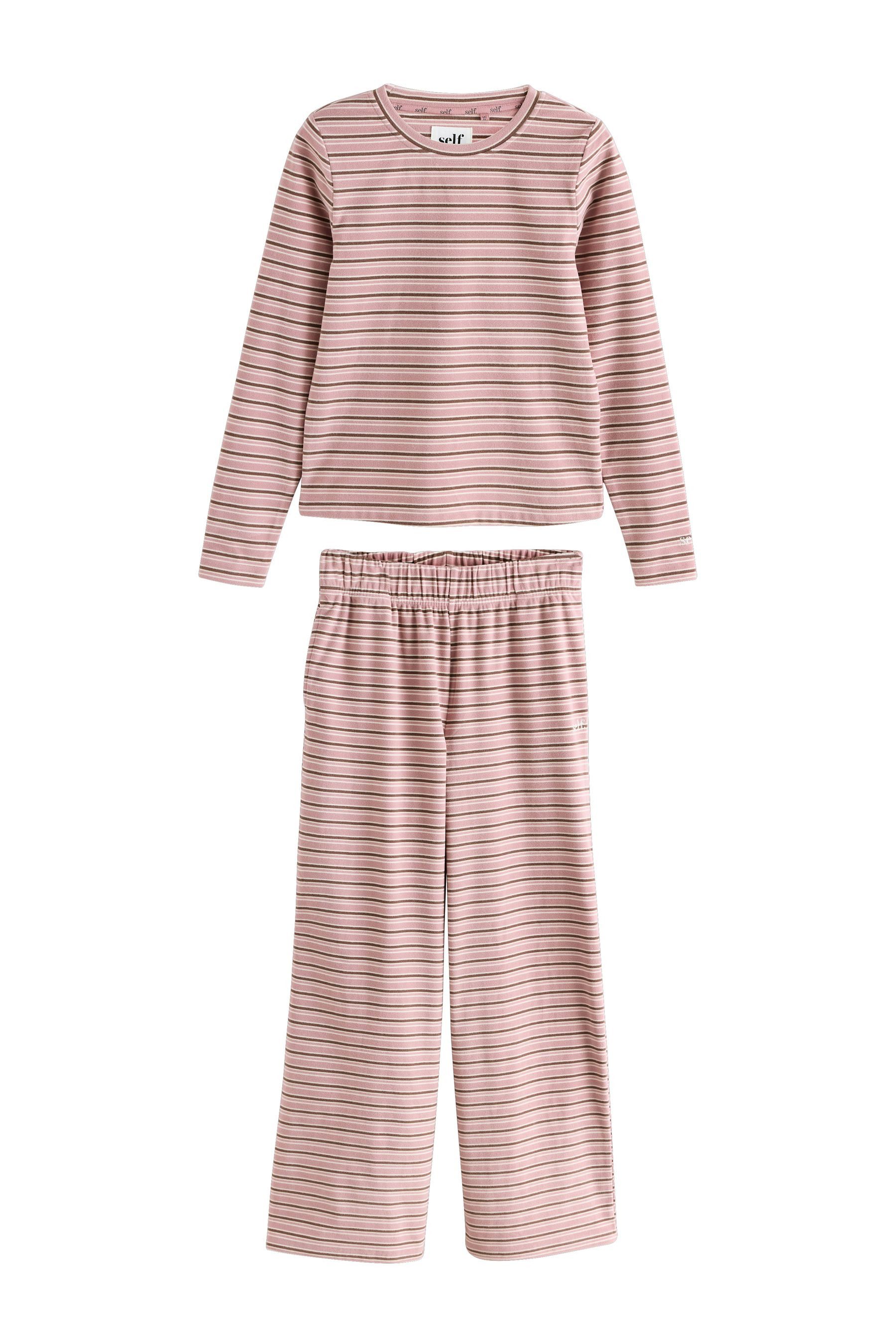 self Pyjama Self. Gestreifter Mikrofleece-Schlafanzug (2 tlg)