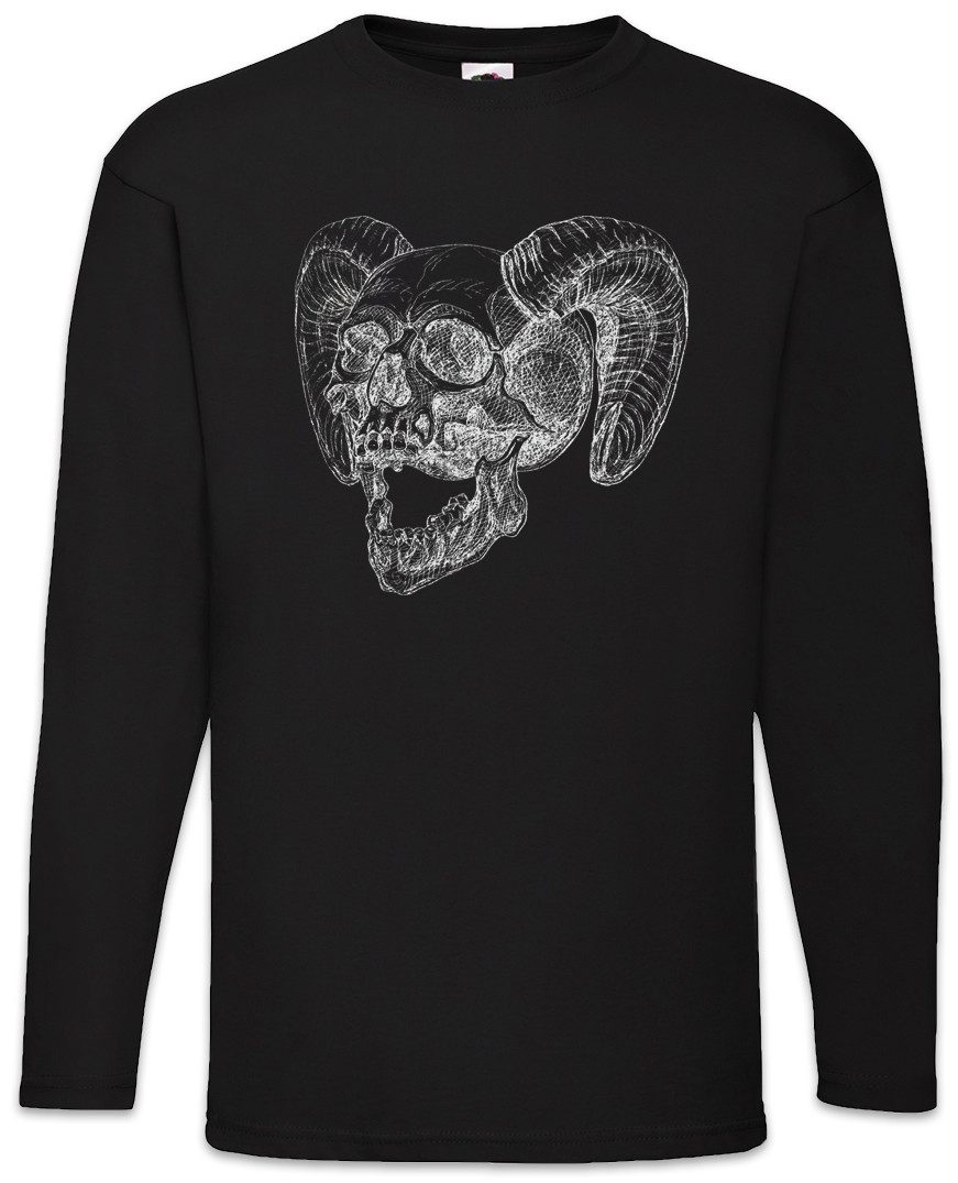 Langarmshirt Horned Skull Langarm T-Shirt Teufel Lucifer Satan Schädel Devil